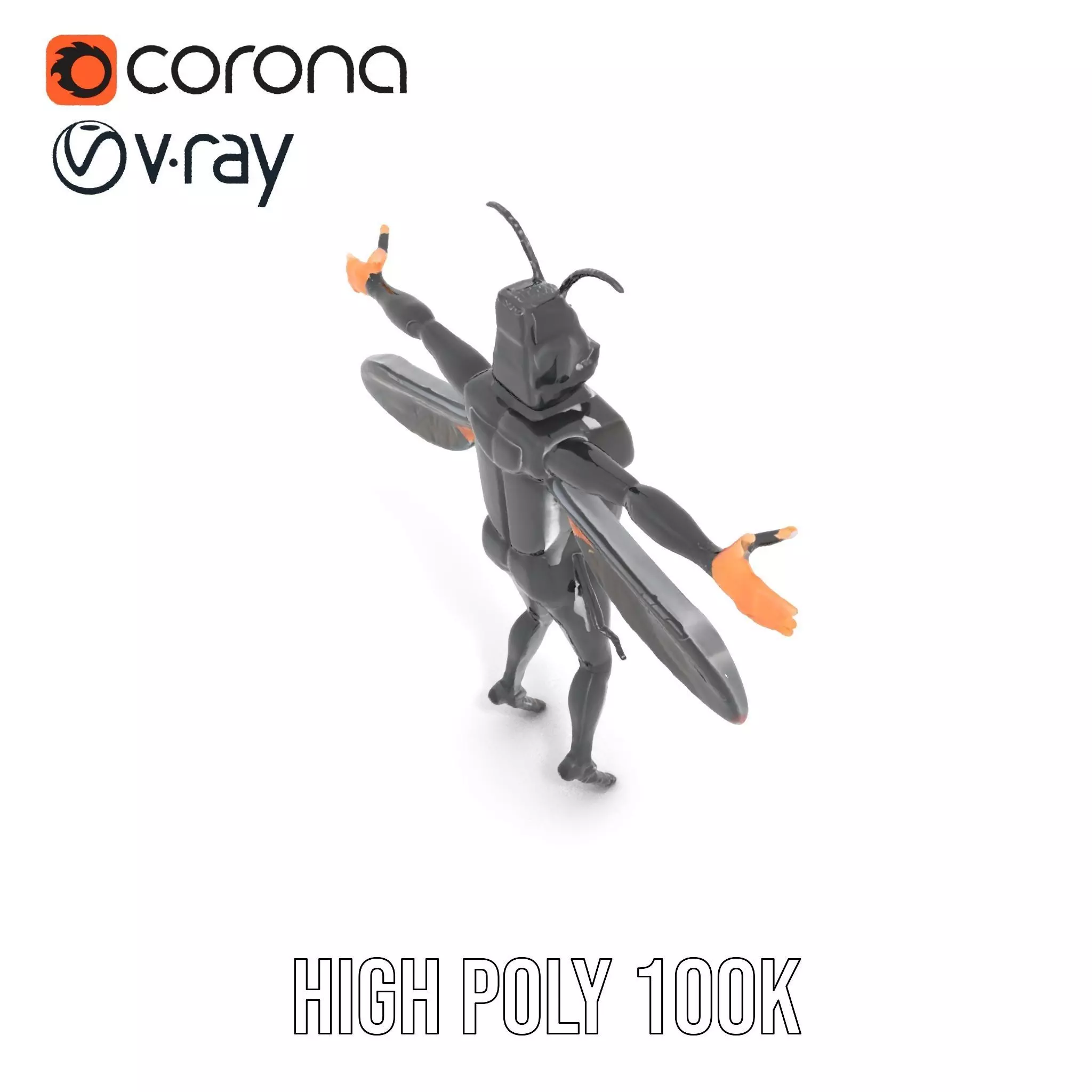 Insectoid Warrior Black model pack Low-poly 3D model_24