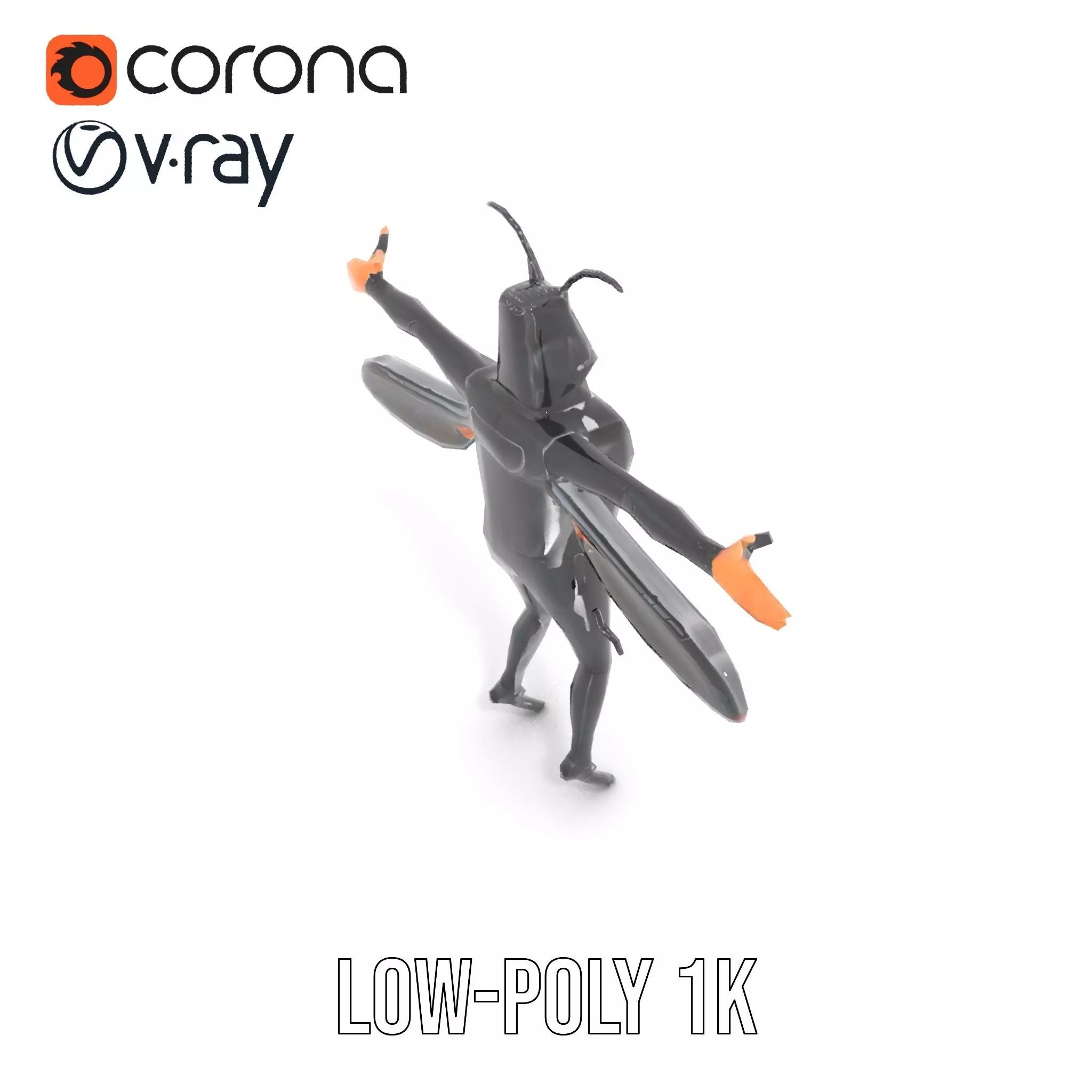 Insectoid Warrior Black model pack Low-poly 3D model_14