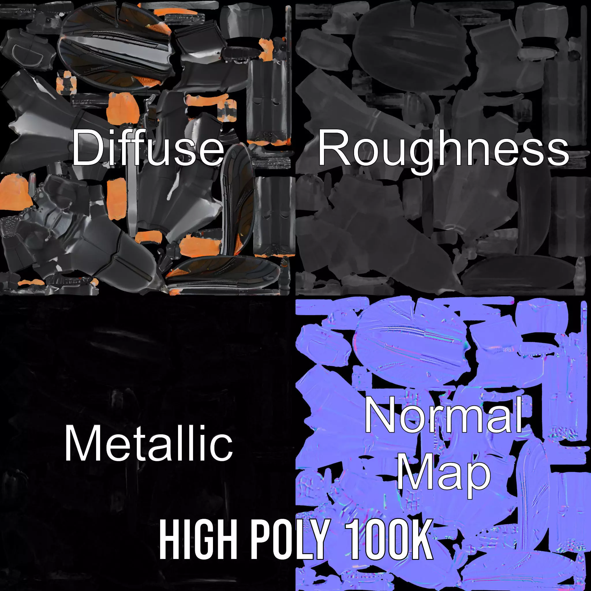 Insectoid Warrior Black model pack Low-poly 3D model_3