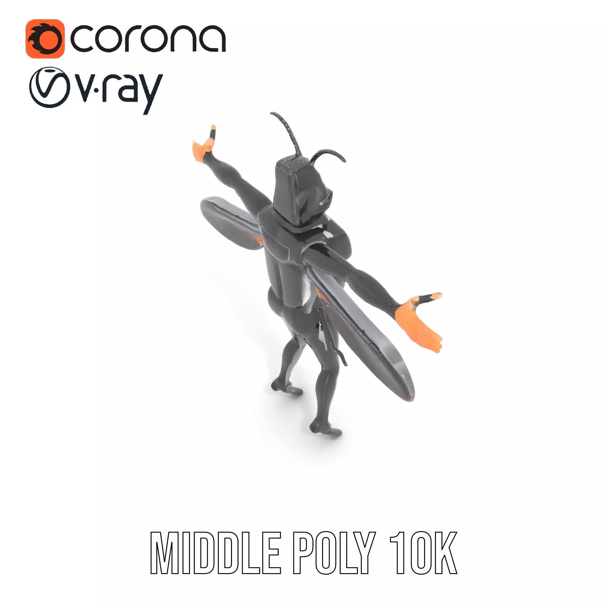 Insectoid Warrior Black model pack Low-poly 3D model_19