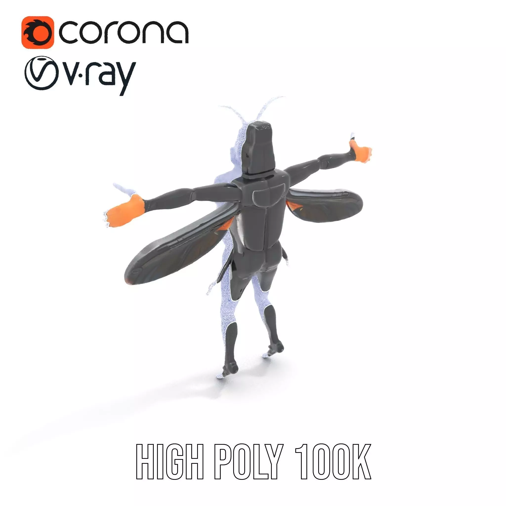 Insectoid Warrior Black model pack Low-poly 3D model_32