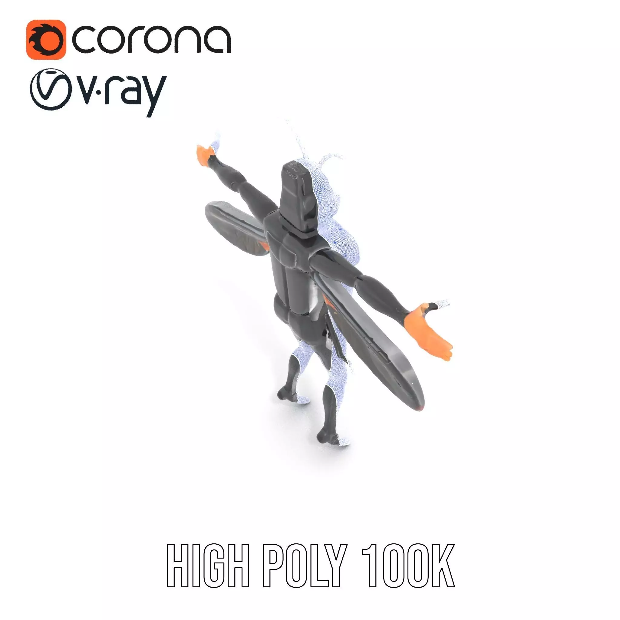 Insectoid Warrior Black model pack Low-poly 3D model_31