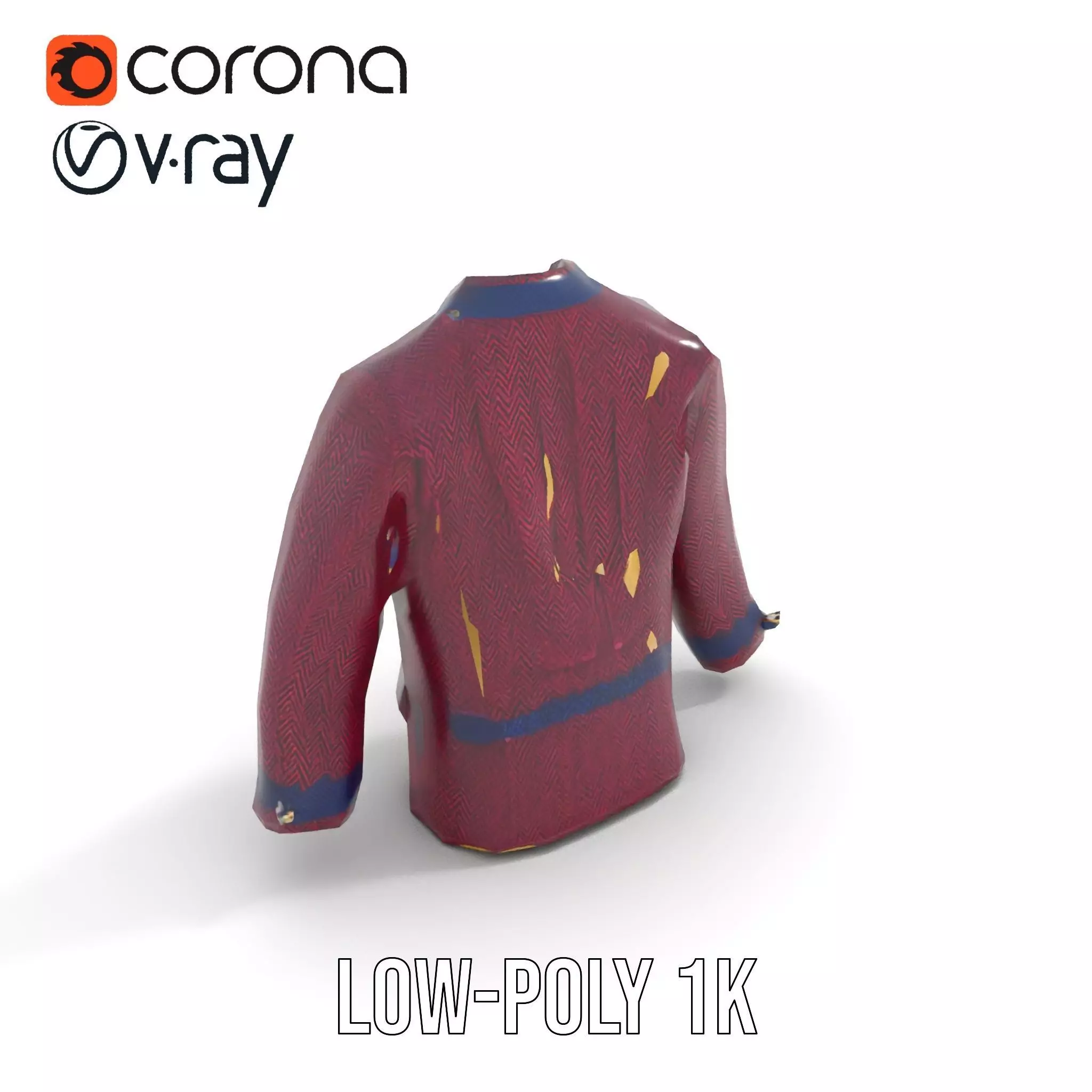 Plum Wool Jacket model pack Low-poly 3D model_7
