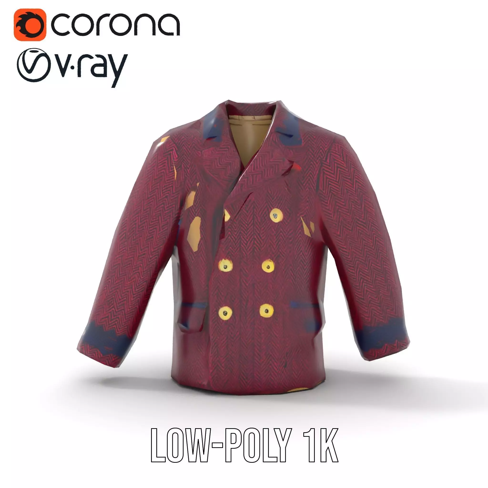 Plum Wool Jacket model pack Low-poly 3D model_16