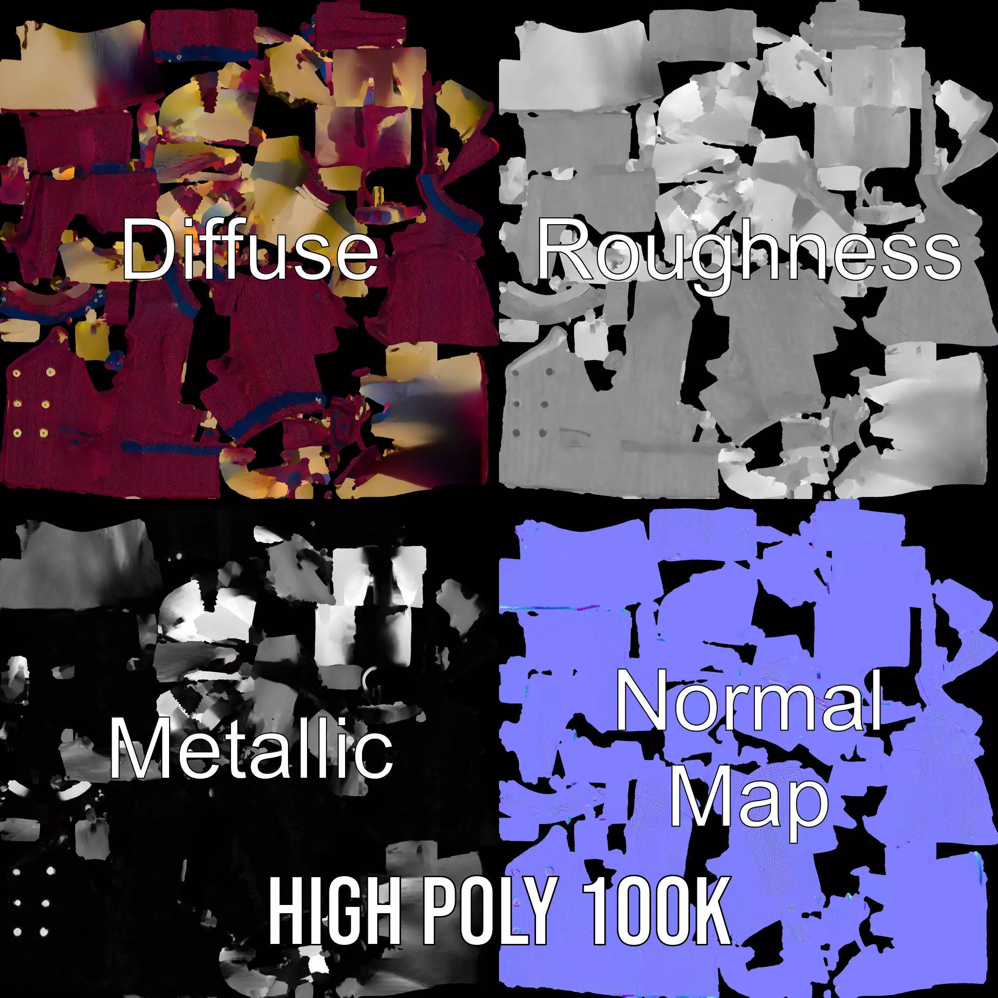 Plum Wool Jacket model pack Low-poly 3D model_3