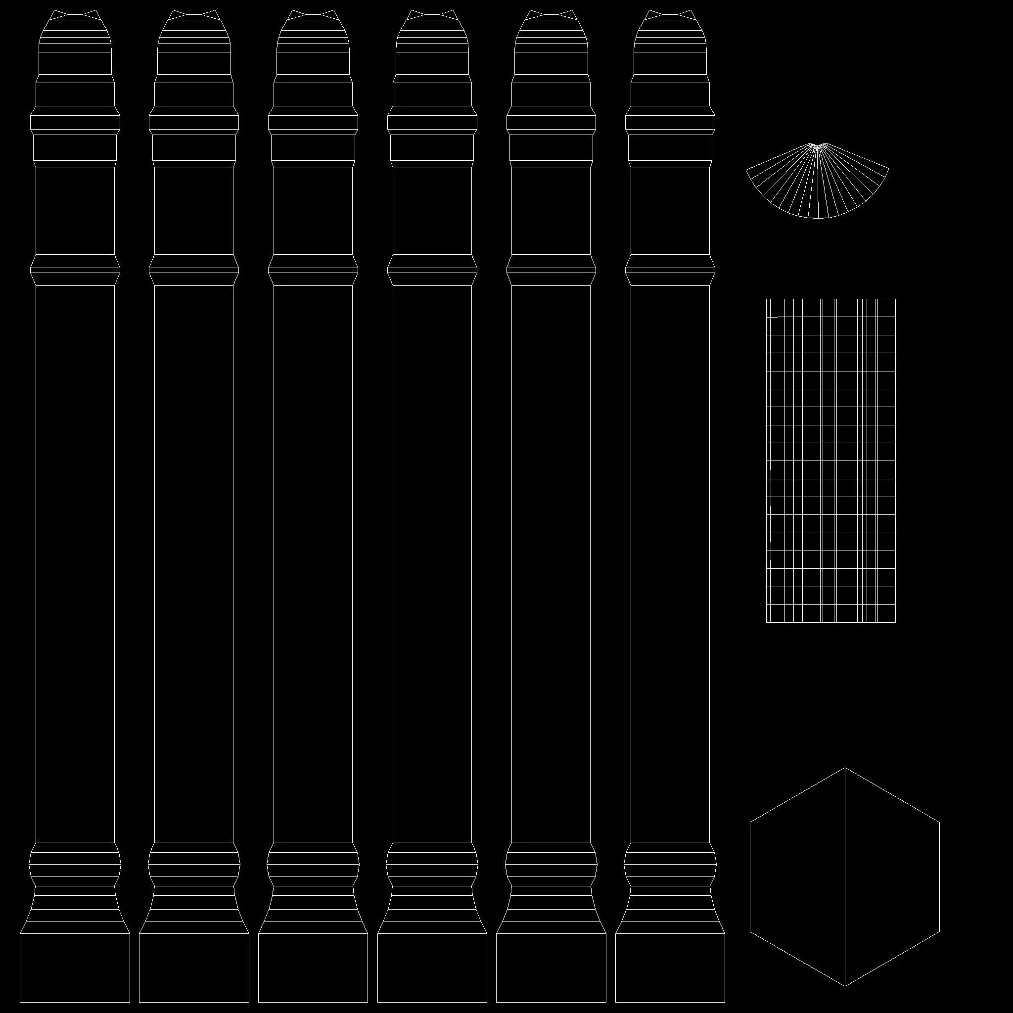 Bollards Cast Iron B Low-poly 3D model_13