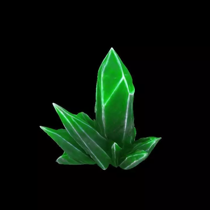 Green Grass element Crystal Gem Low-poly 3D model_16