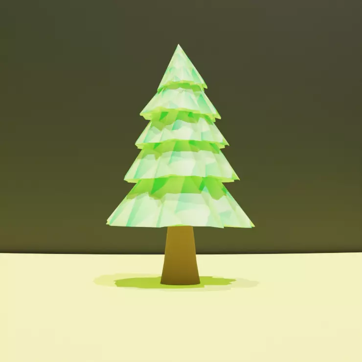 Stylized Low Poly Pine Tree 3D Model  Cartoon Nature Asset Low-poly 3D model_1