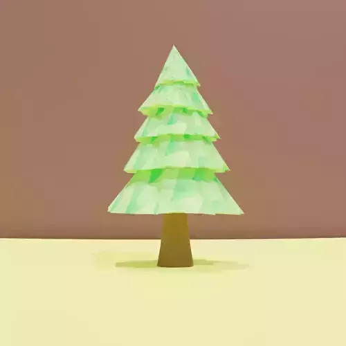 Stylized Low Poly Pine Tree 3D Model  Cartoon Nature Asset