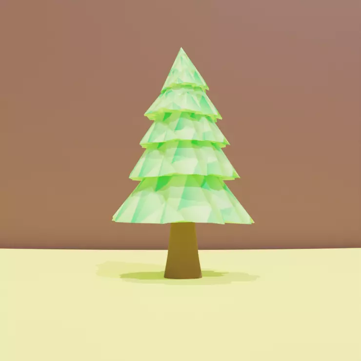 Stylized Low Poly Pine Tree 3D Model  Cartoon Nature Asset Low-poly 3D model_0