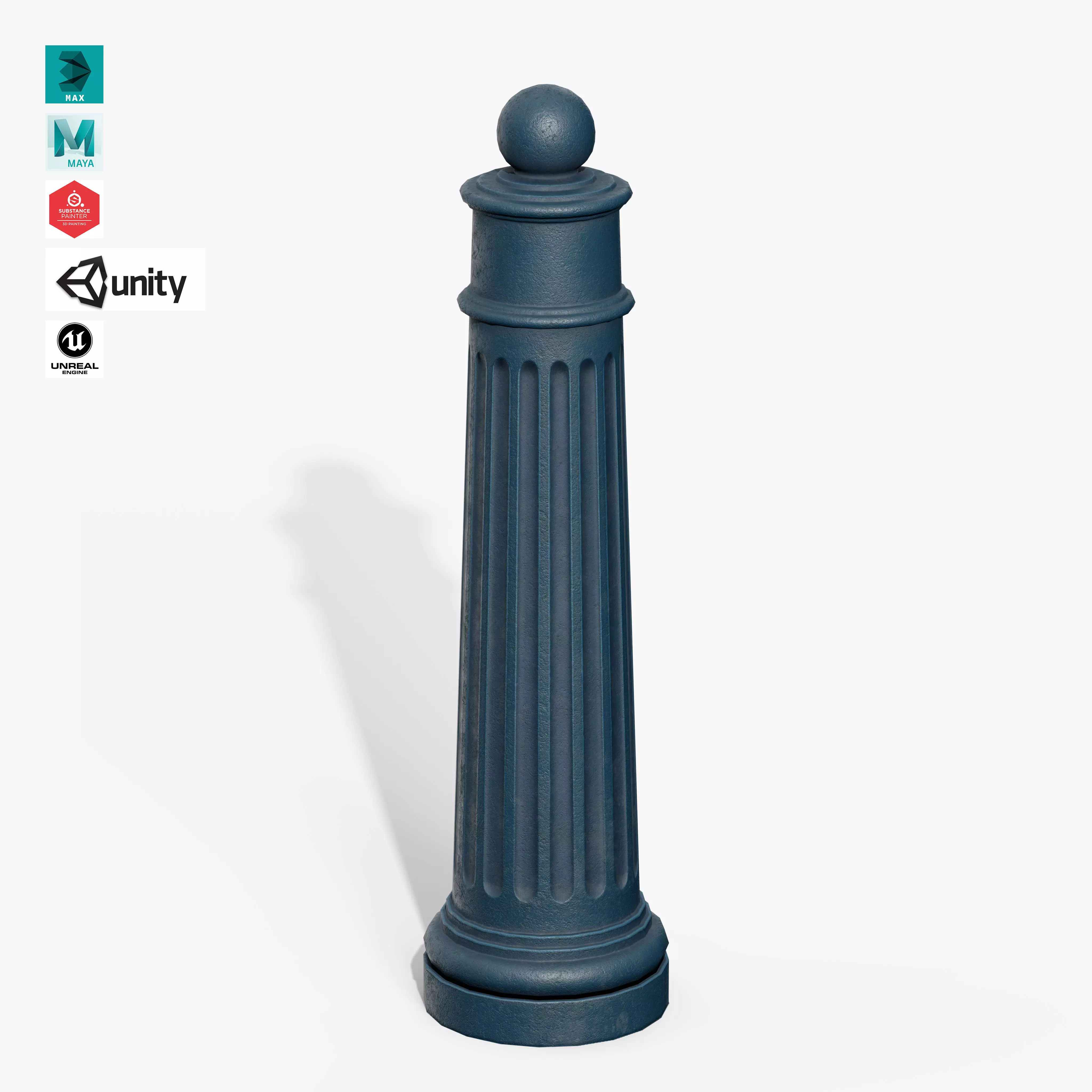 Bollards Cast Iron C Low-poly 3D model_0