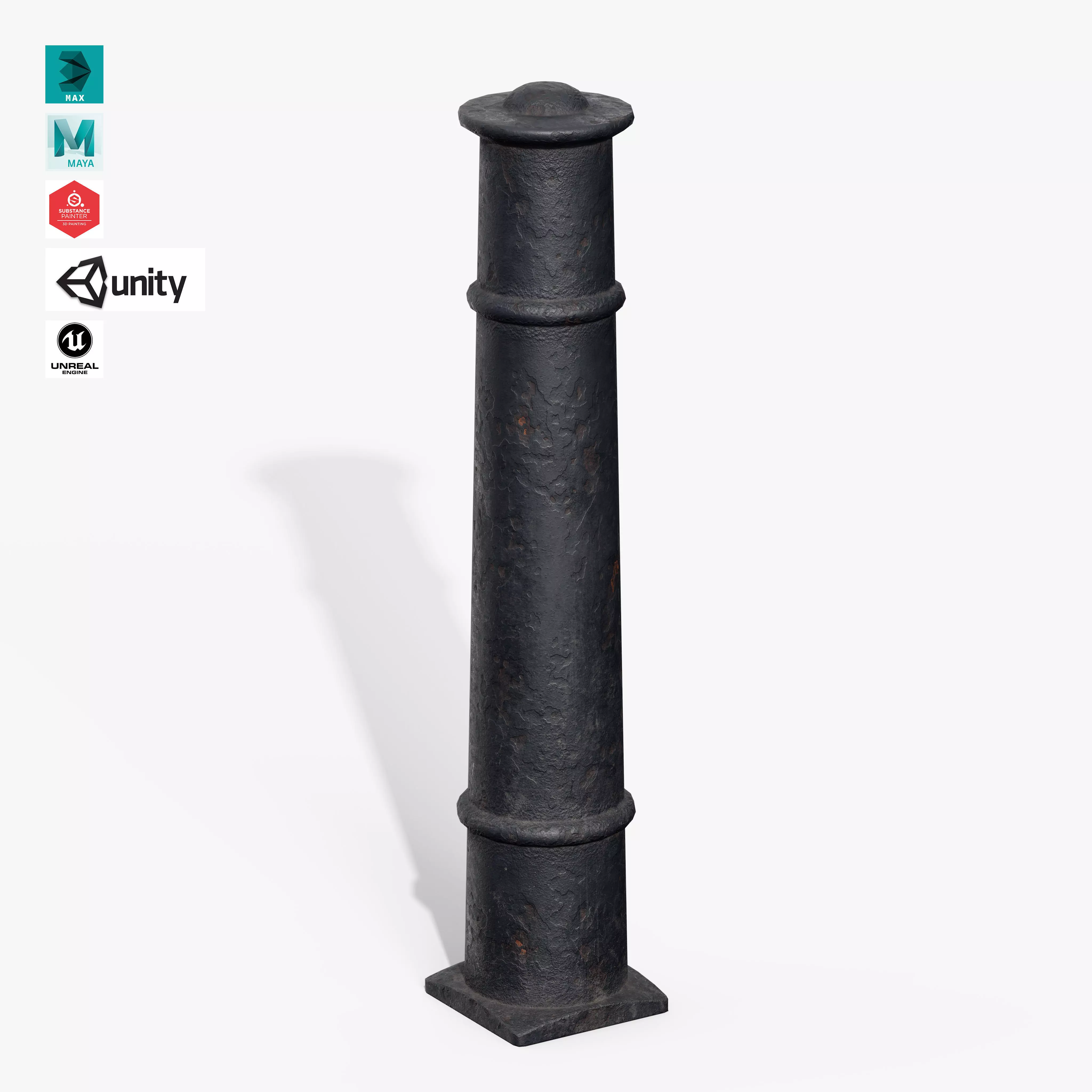 Bollards Cast Iron D Low-poly 3D model_0