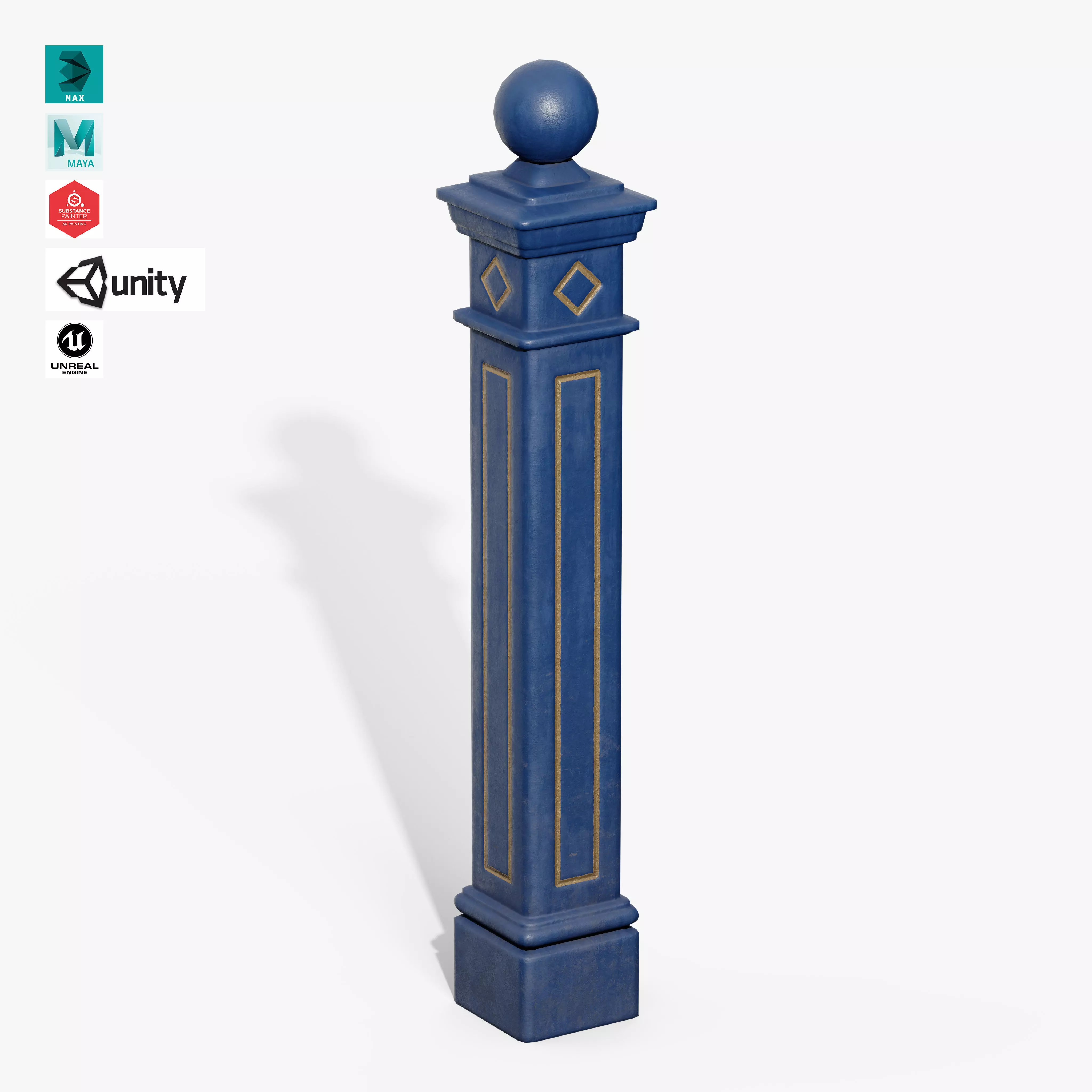 Bollards Cast Iron E Low-poly 3D model_0