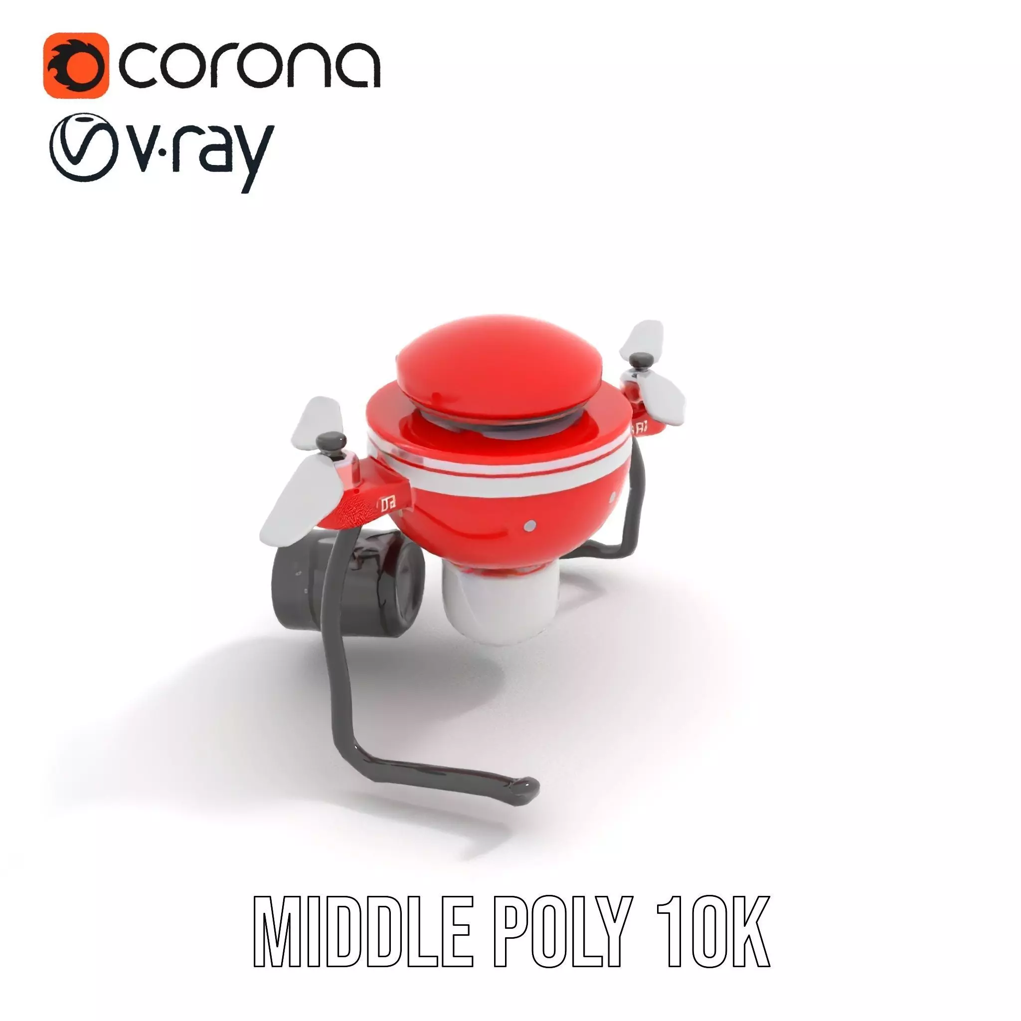 Red Surveillance Drone model pack Low-poly 3D model_6