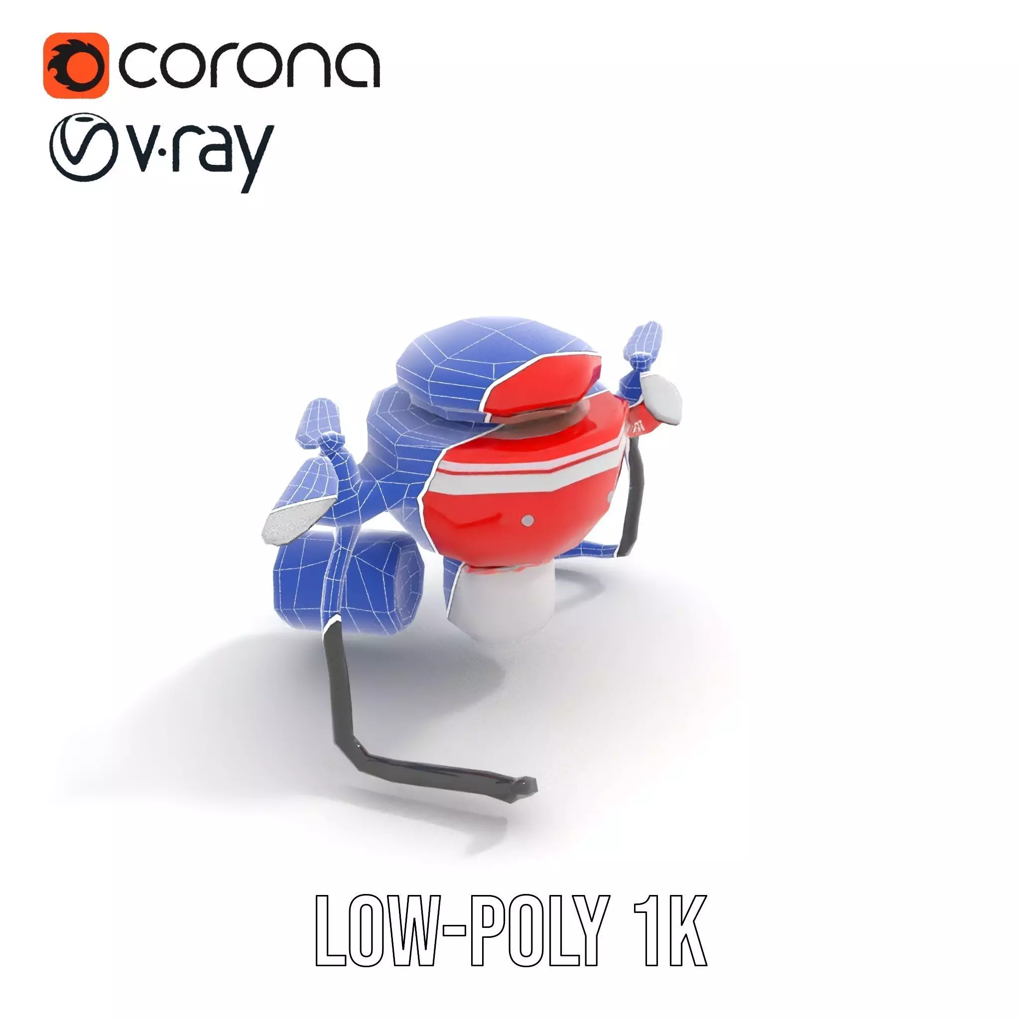 Red Surveillance Drone model pack Low-poly 3D model_24