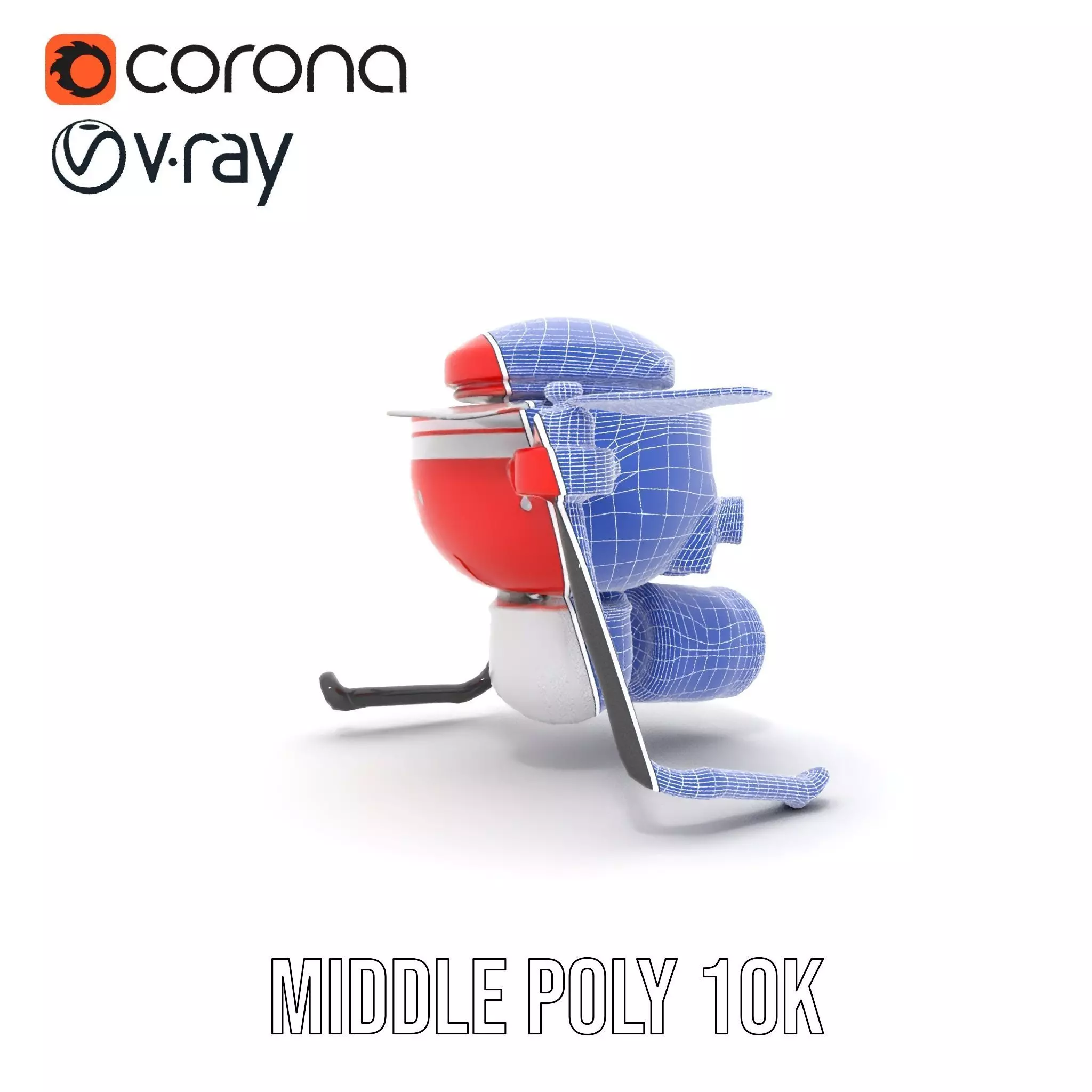 Red Surveillance Drone model pack Low-poly 3D model_26