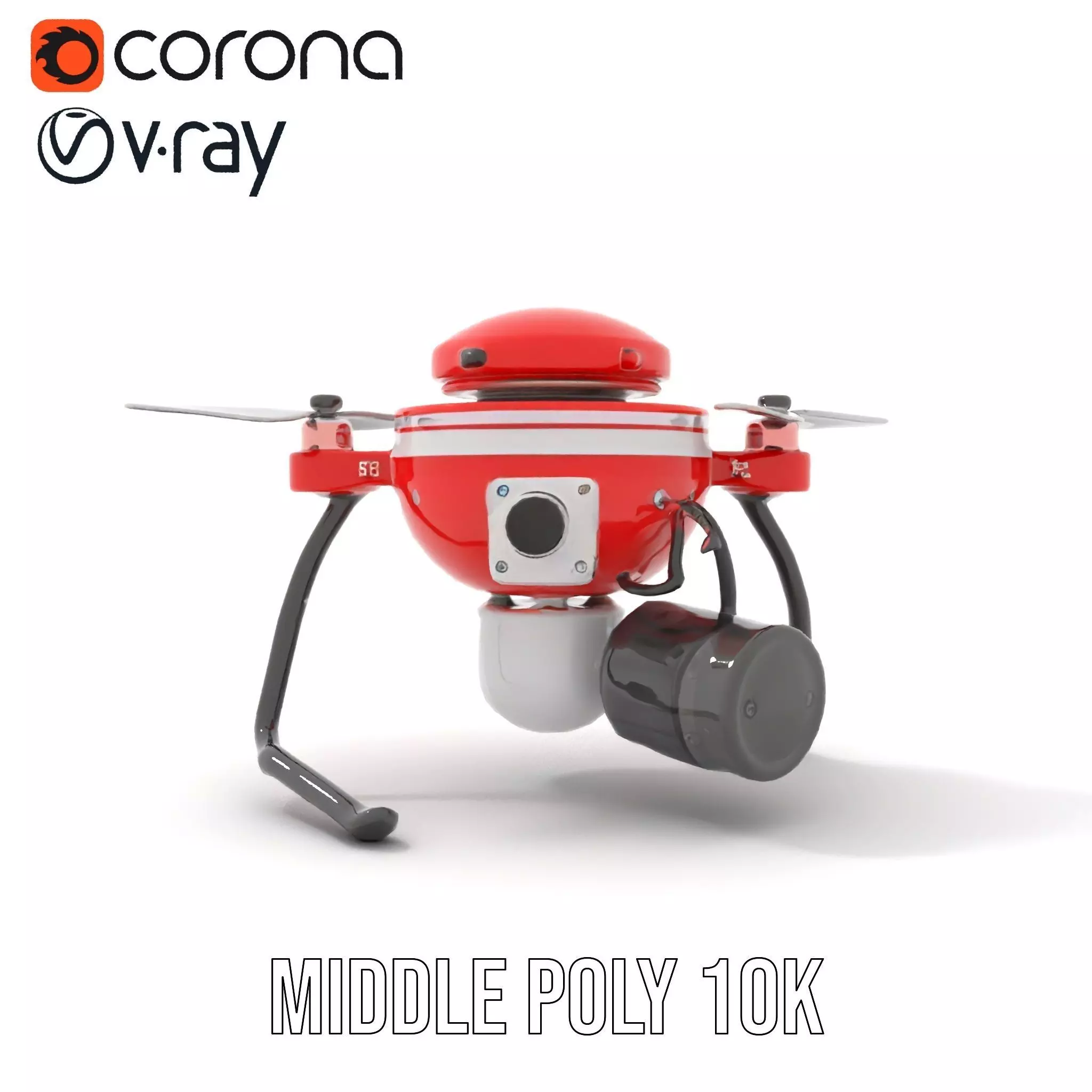 Red Surveillance Drone model pack Low-poly 3D model_5