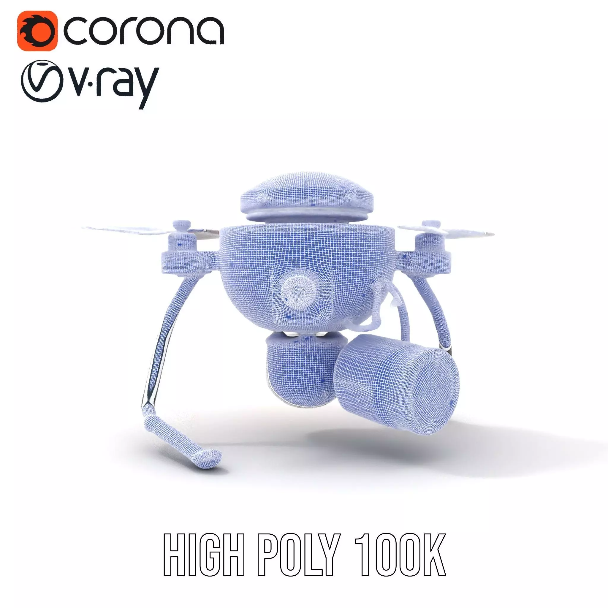 Red Surveillance Drone model pack Low-poly 3D model_33