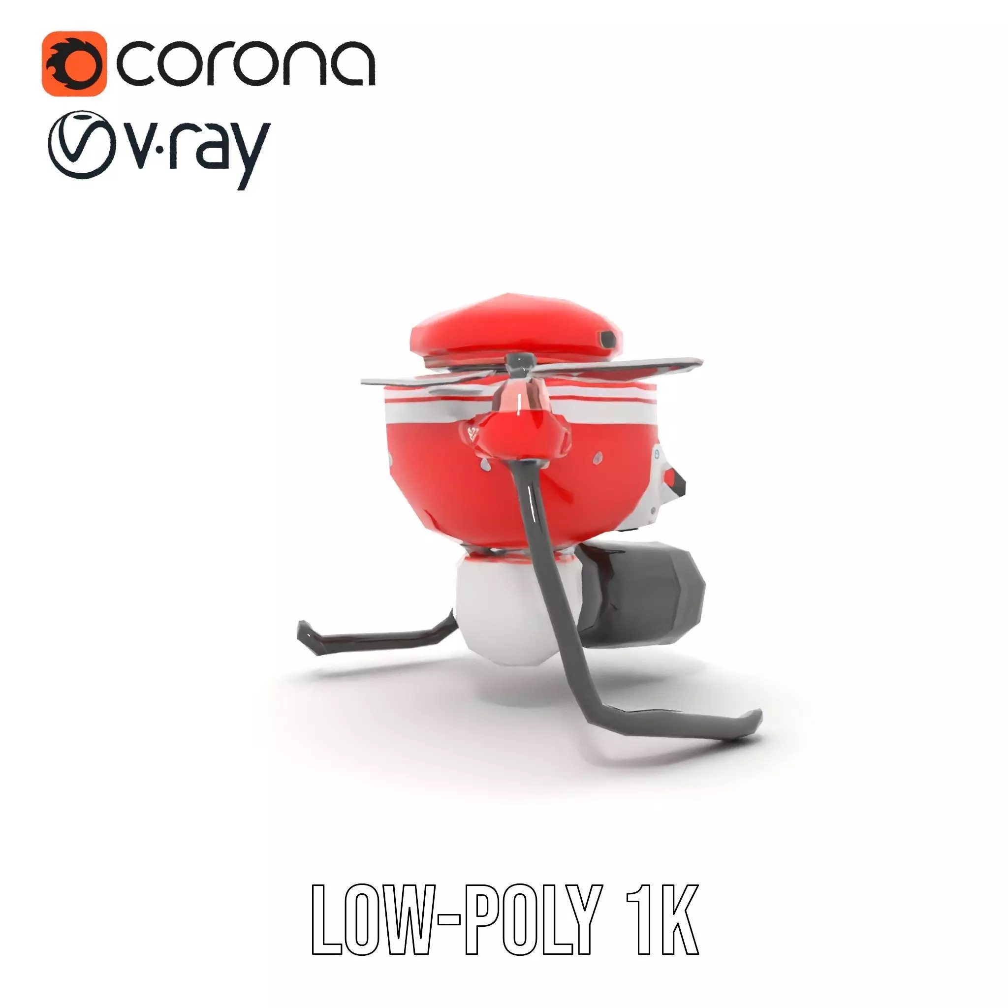 Red Surveillance Drone model pack Low-poly 3D model_22