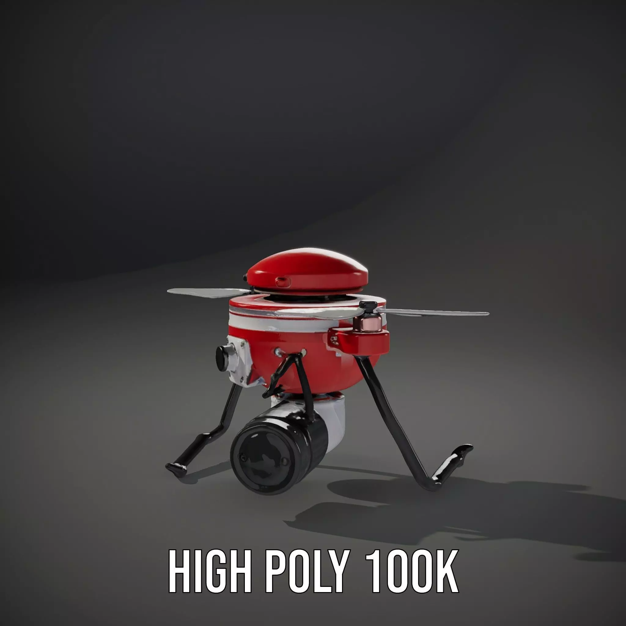 Red Surveillance Drone model pack Low-poly 3D model_8