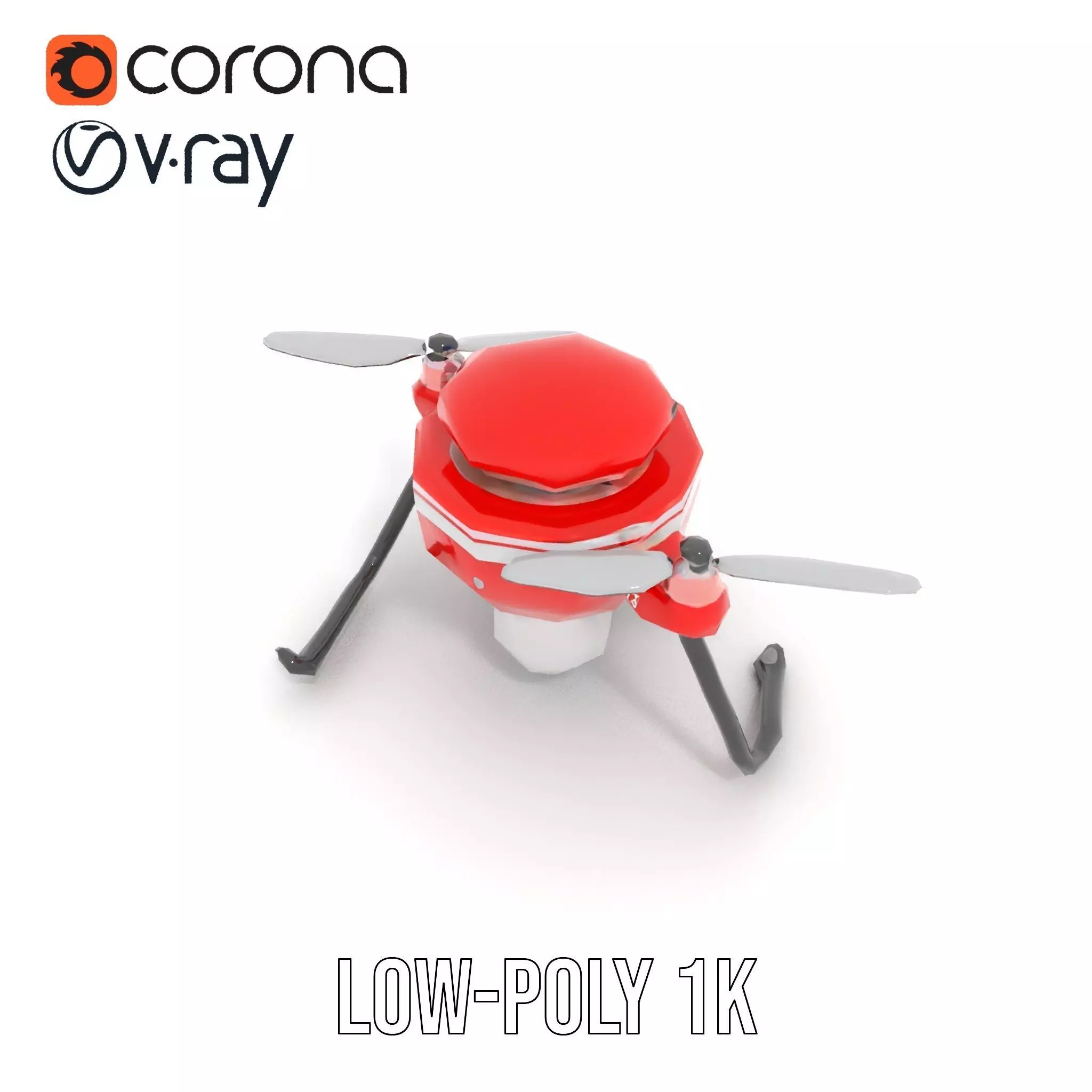 Red Surveillance Drone model pack Low-poly 3D model_9
