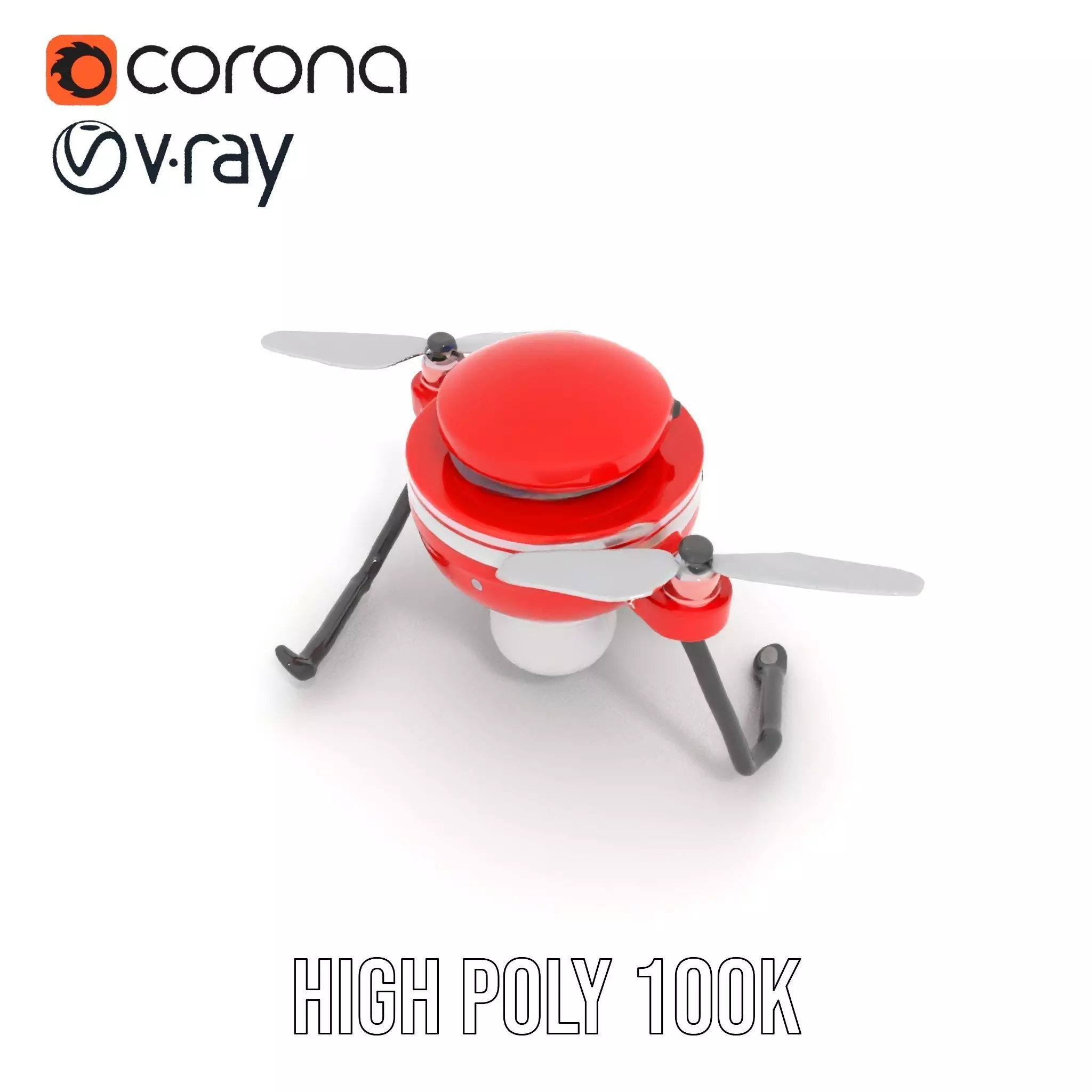 Red Surveillance Drone model pack Low-poly 3D model_28