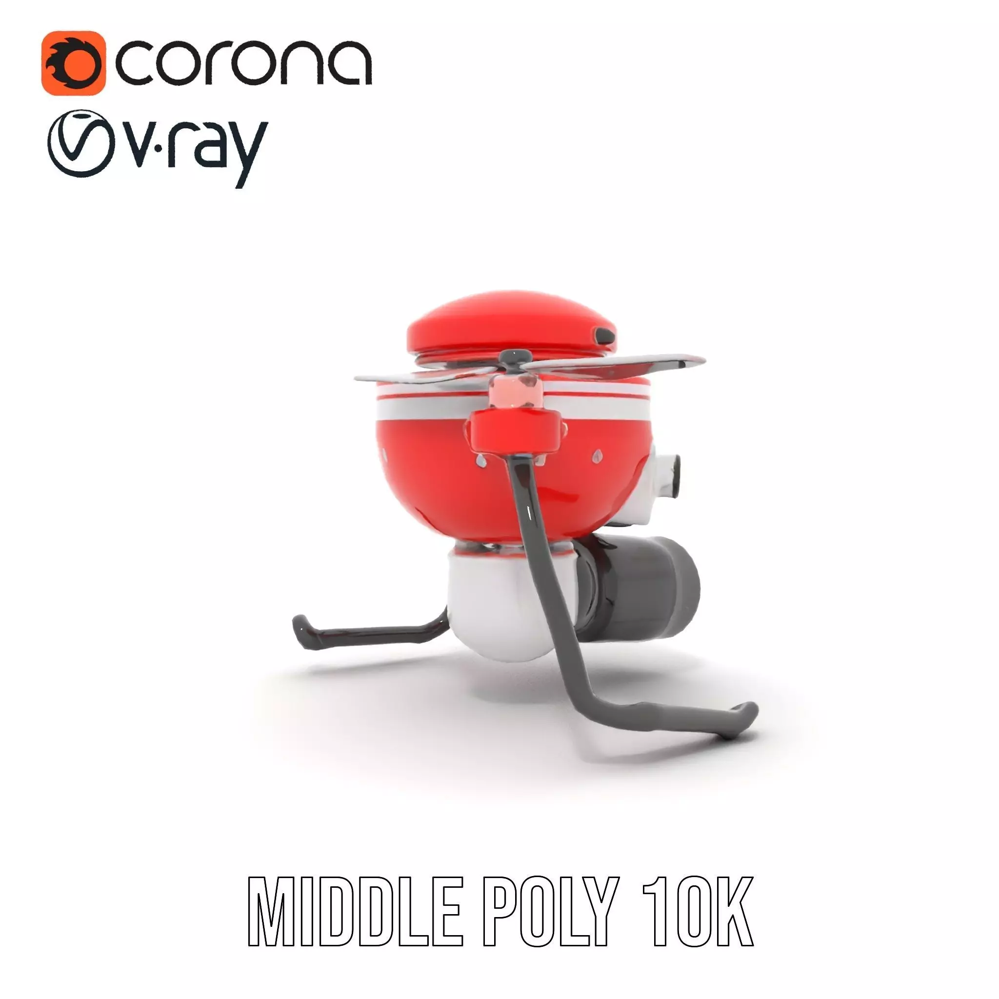 Red Surveillance Drone model pack Low-poly 3D model_18