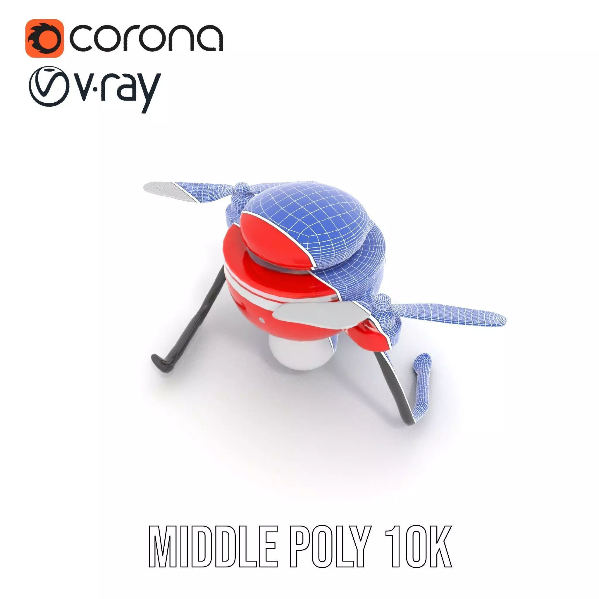 Red Surveillance Drone model pack Low-poly 3D model_23