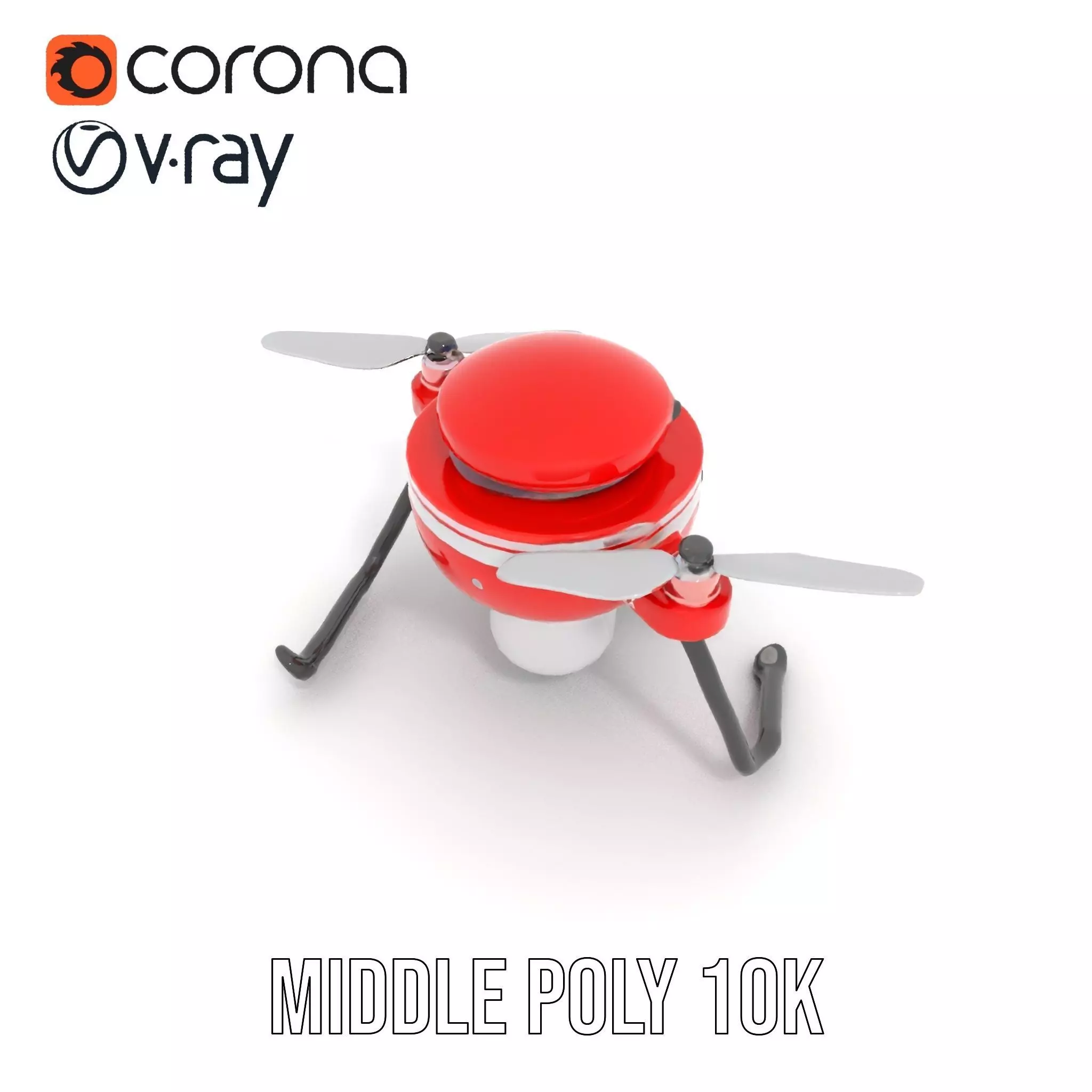 Red Surveillance Drone model pack Low-poly 3D model_13
