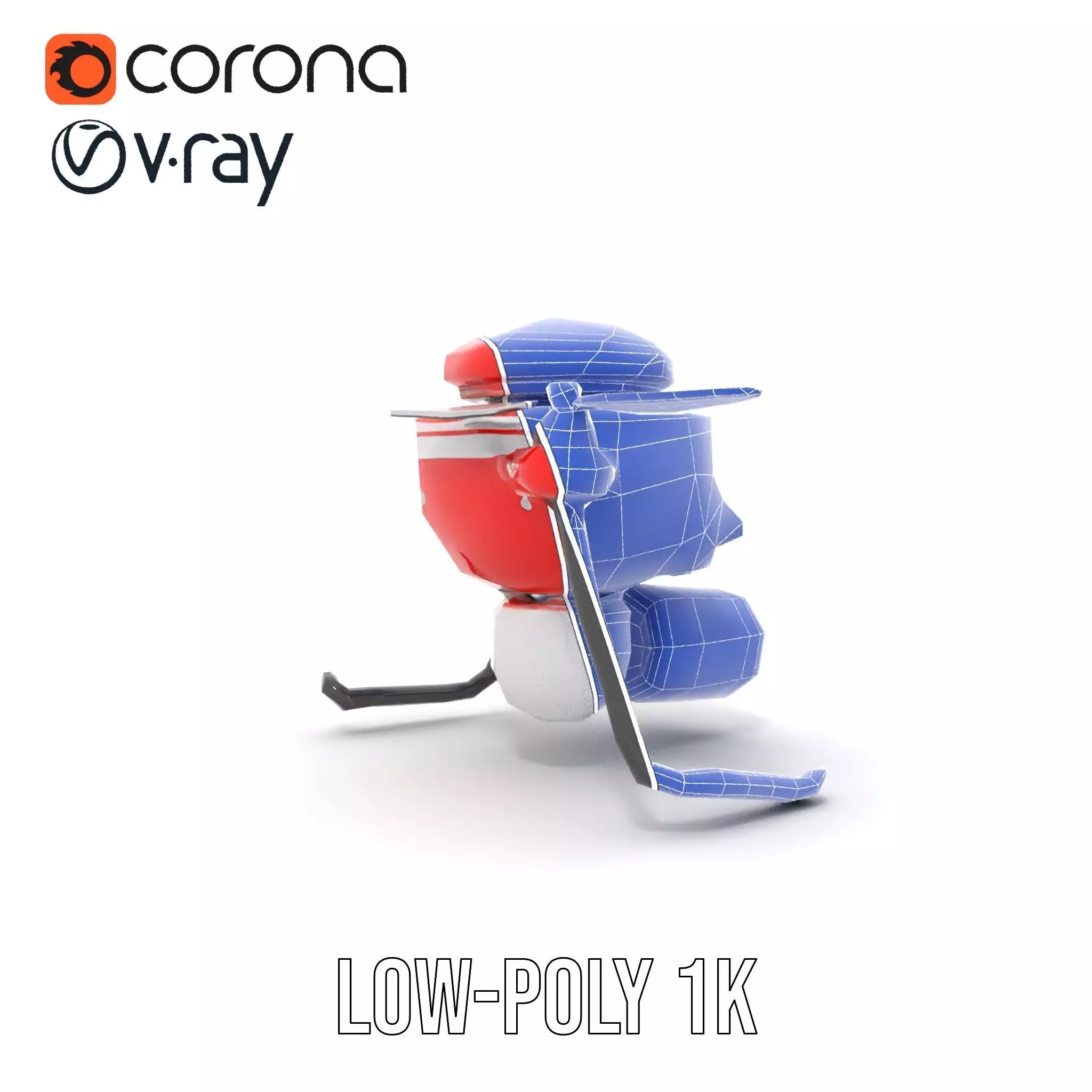 Red Surveillance Drone model pack Low-poly 3D model_30