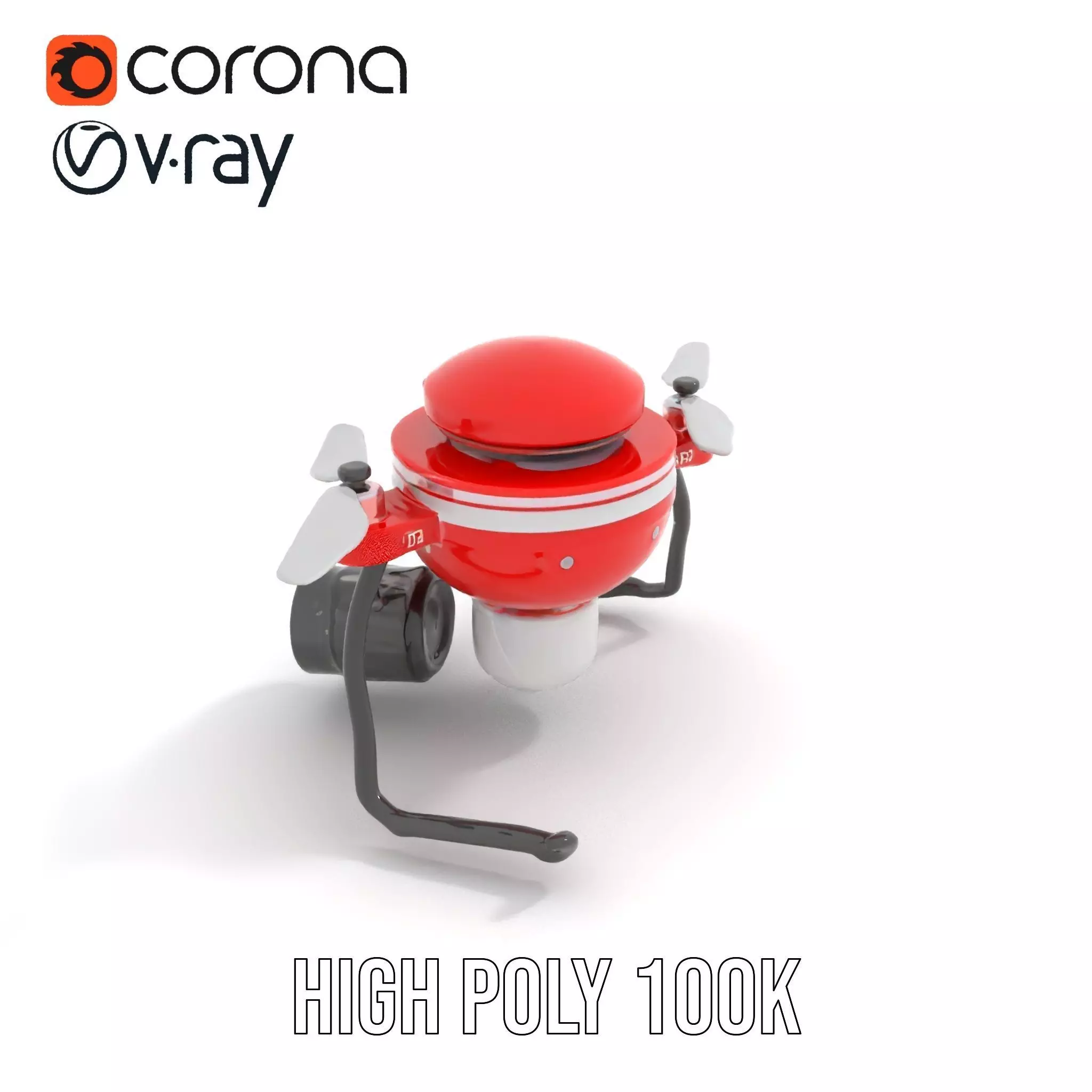 Red Surveillance Drone model pack Low-poly 3D model_20