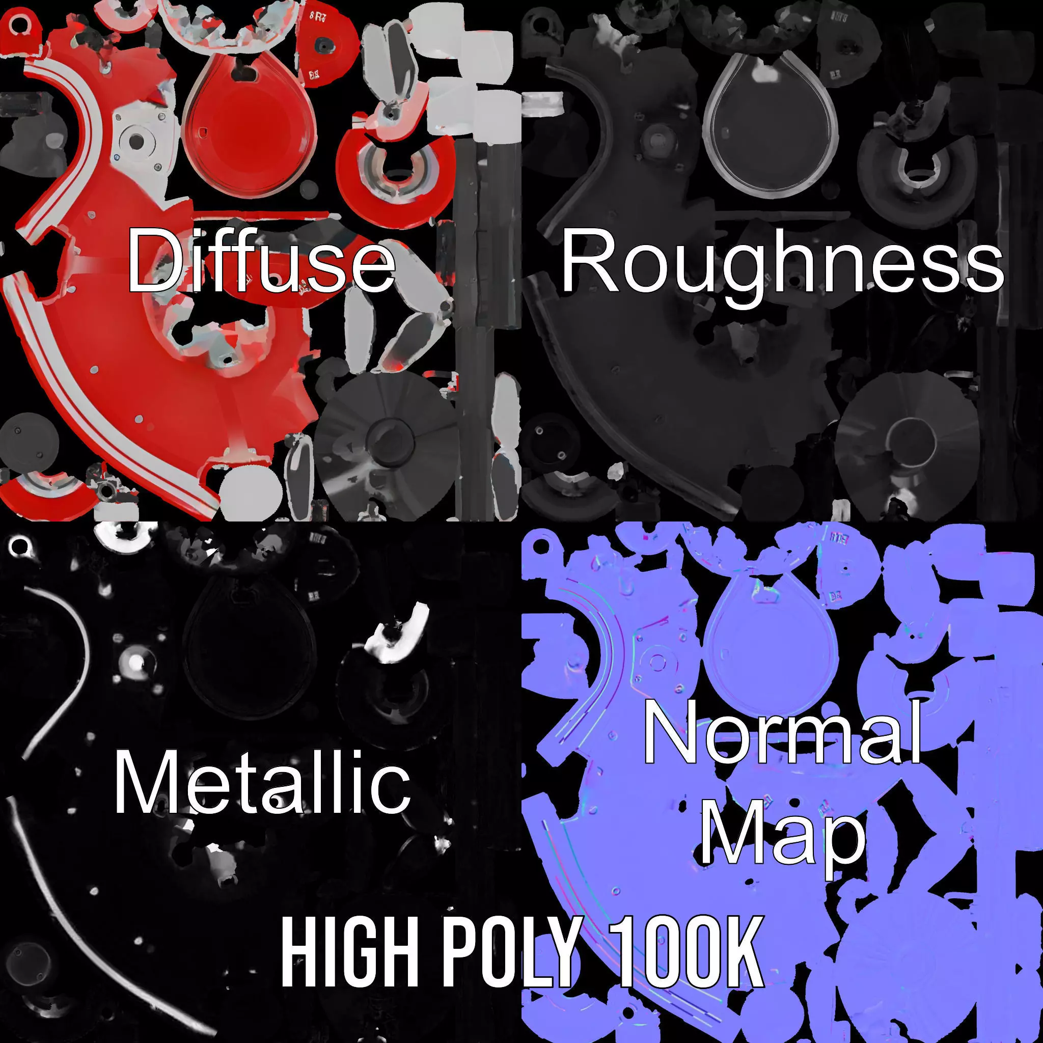 Red Surveillance Drone model pack Low-poly 3D model_3