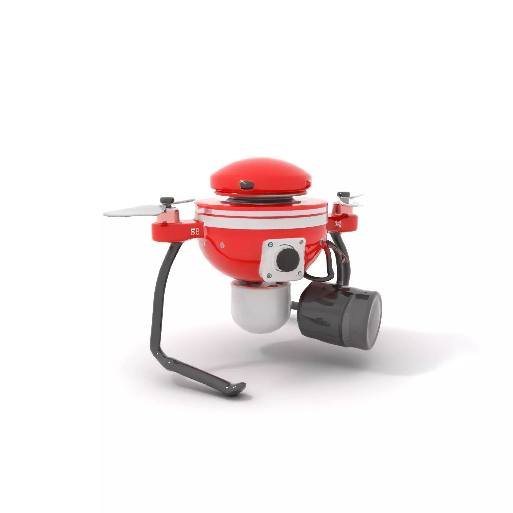 Red Surveillance Drone model pack Low-poly 3D model_21