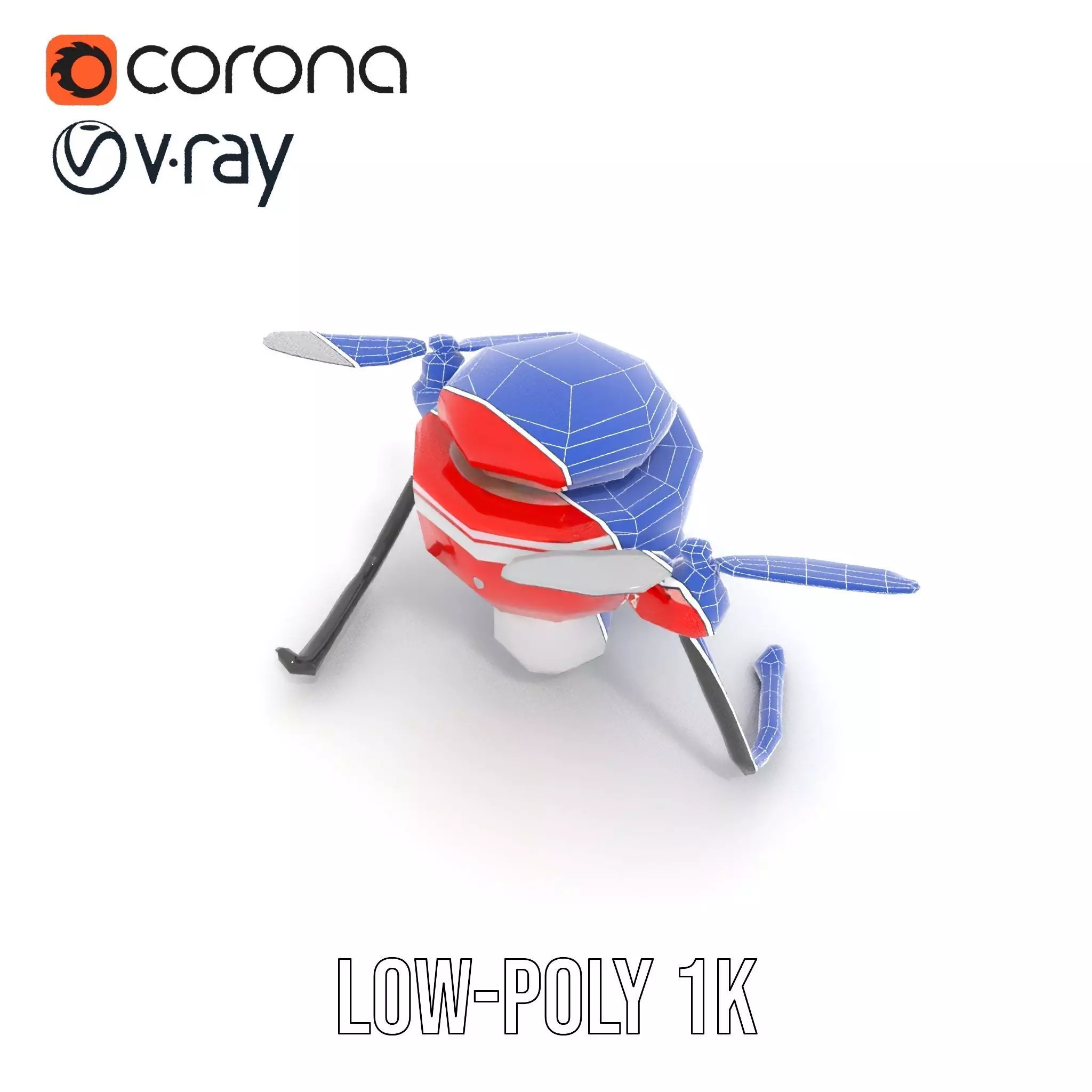 Red Surveillance Drone model pack Low-poly 3D model_16