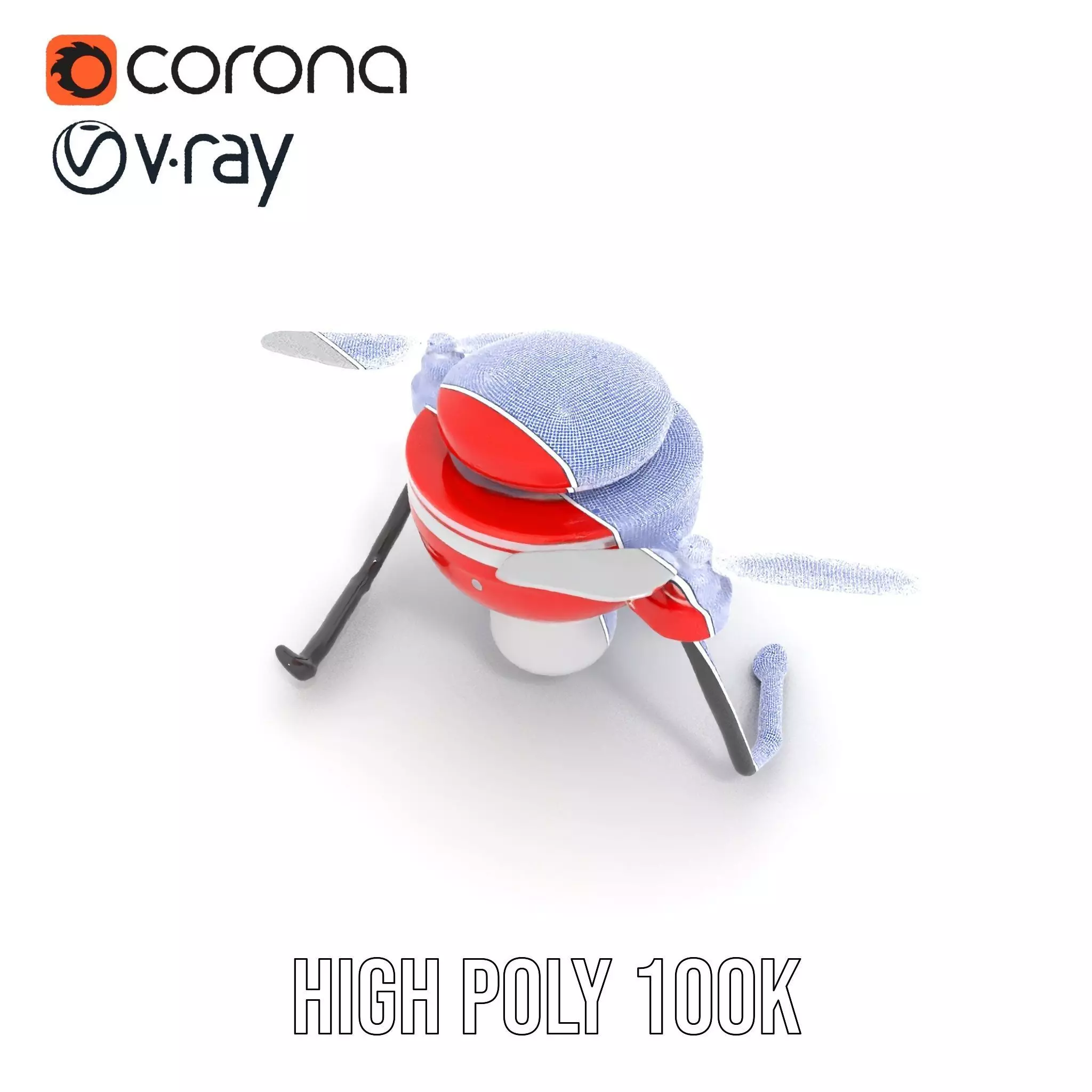 Red Surveillance Drone model pack Low-poly 3D model_17