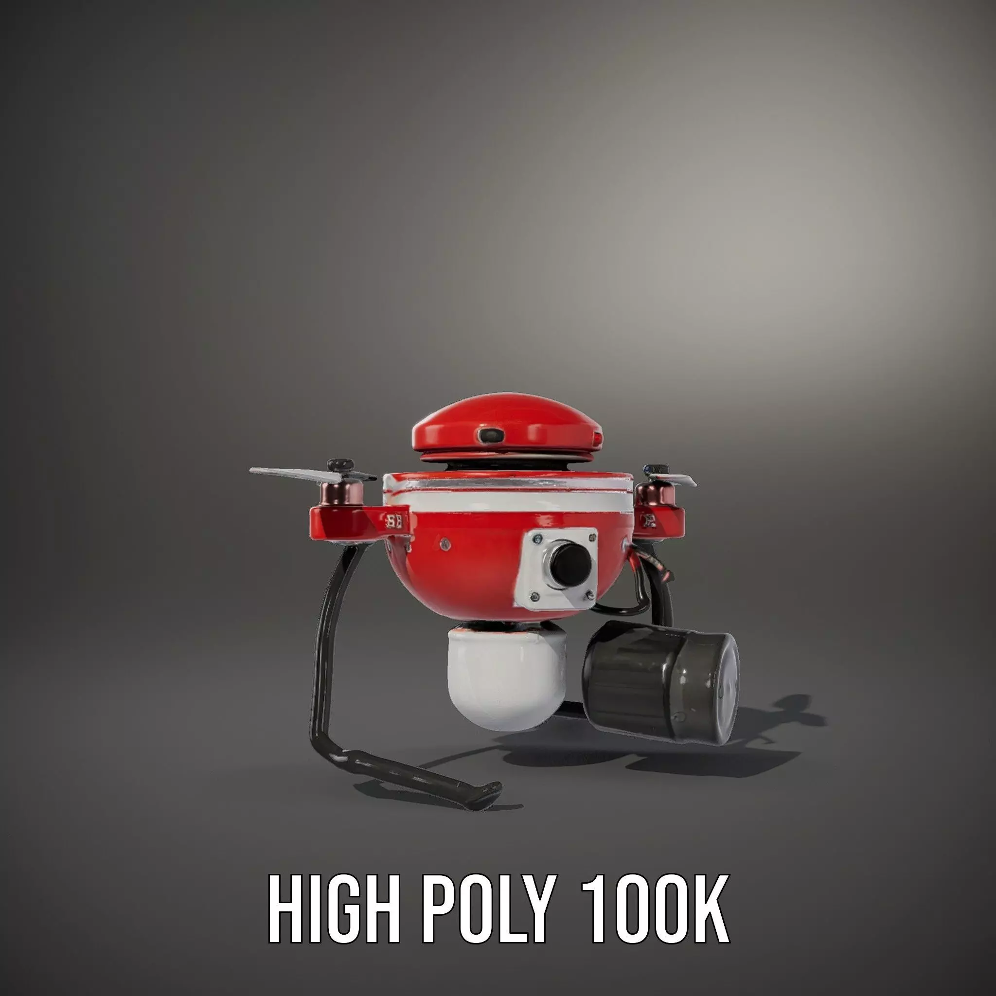 Red Surveillance Drone model pack Low-poly 3D model_10
