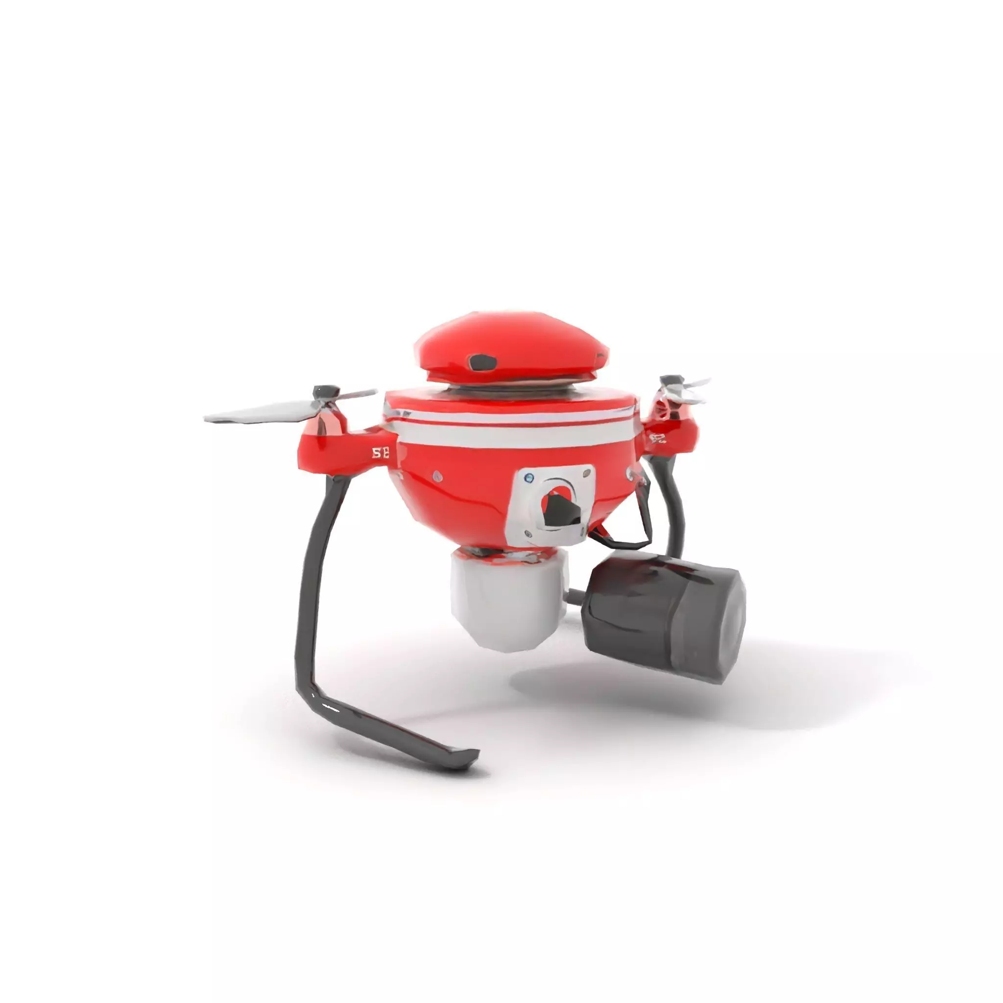 Red Surveillance Drone model pack Low-poly 3D model_12