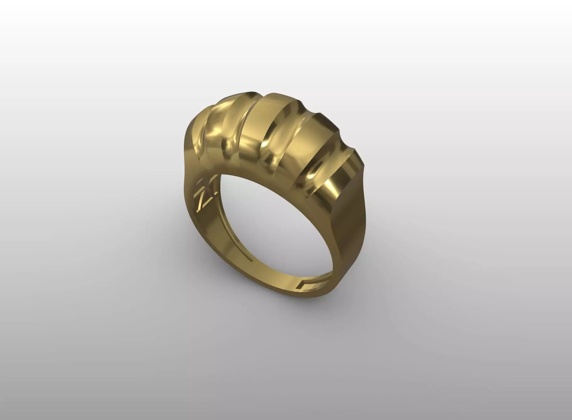Fluted Ridge Ring 3D print model_0