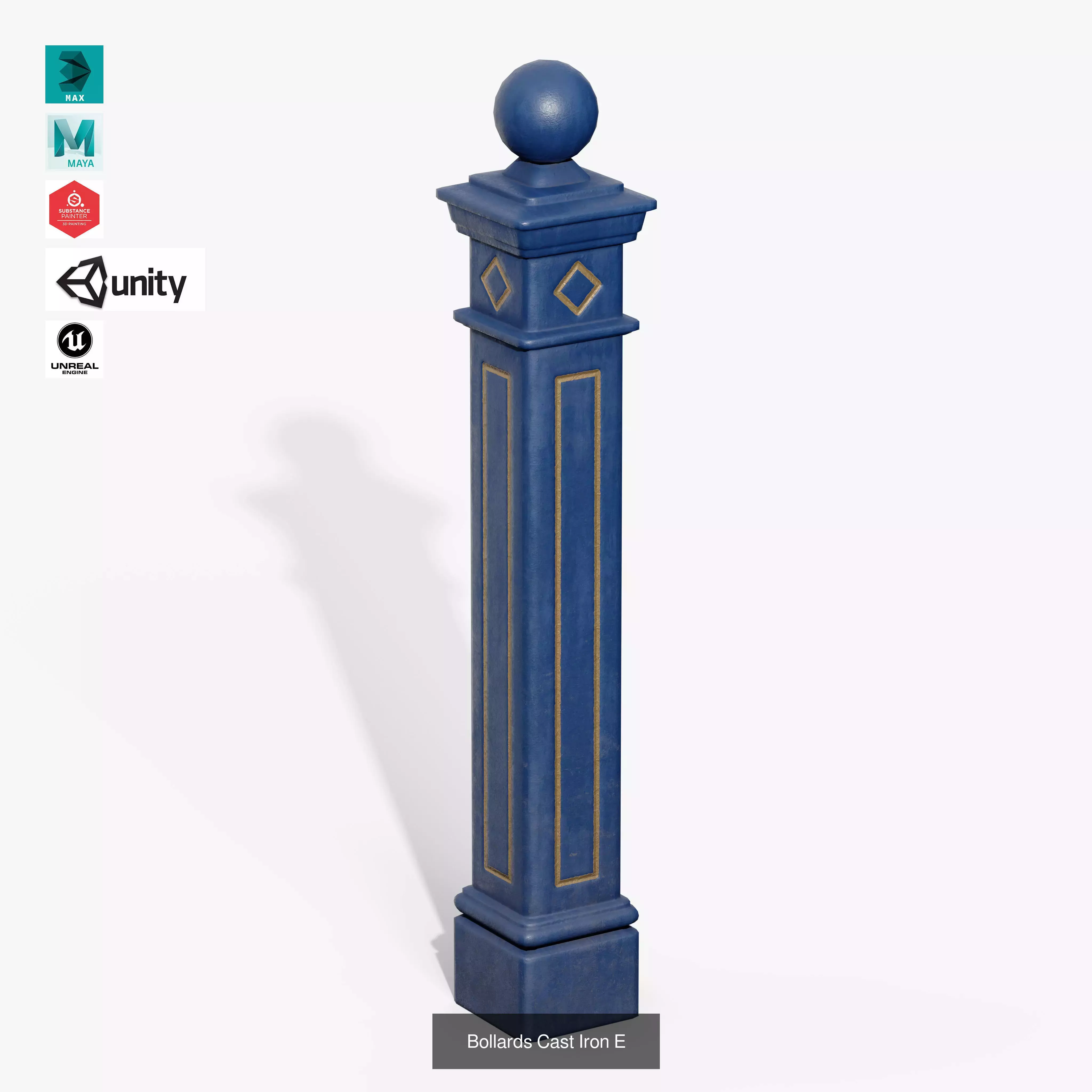 Bollards Cast Iron Pack 3D Model Collection_10