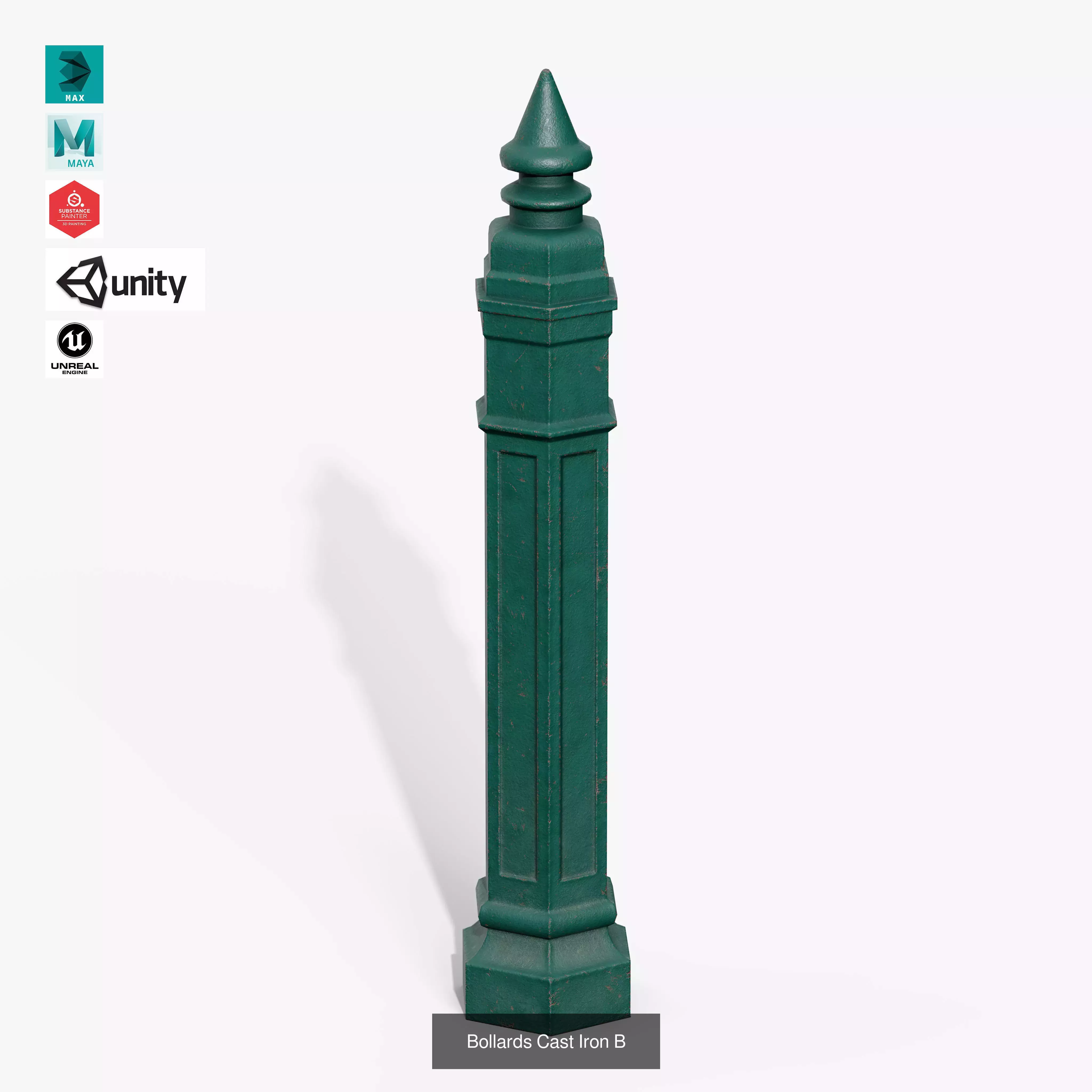 Bollards Cast Iron Pack 3D Model Collection_7