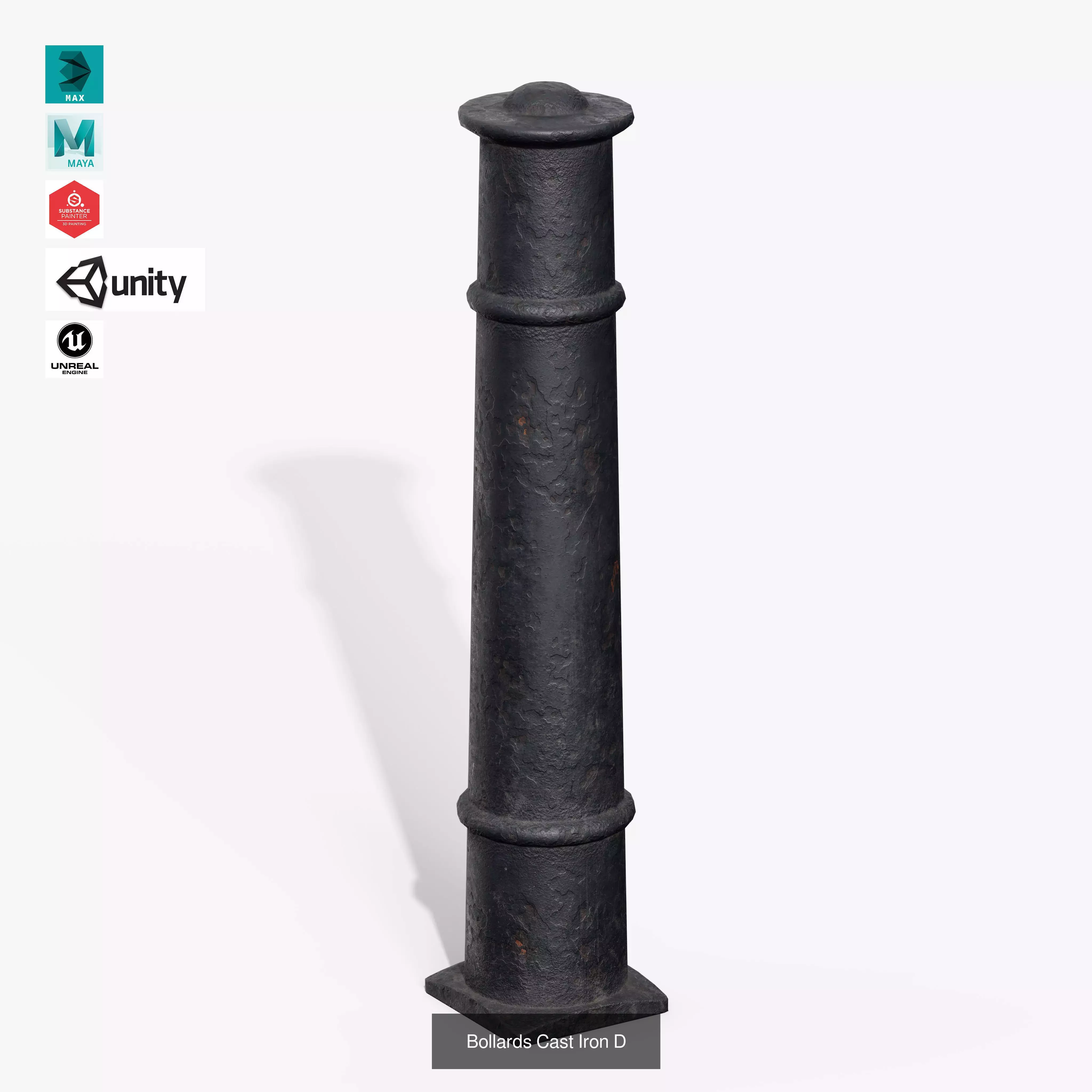 Bollards Cast Iron Pack 3D Model Collection_9