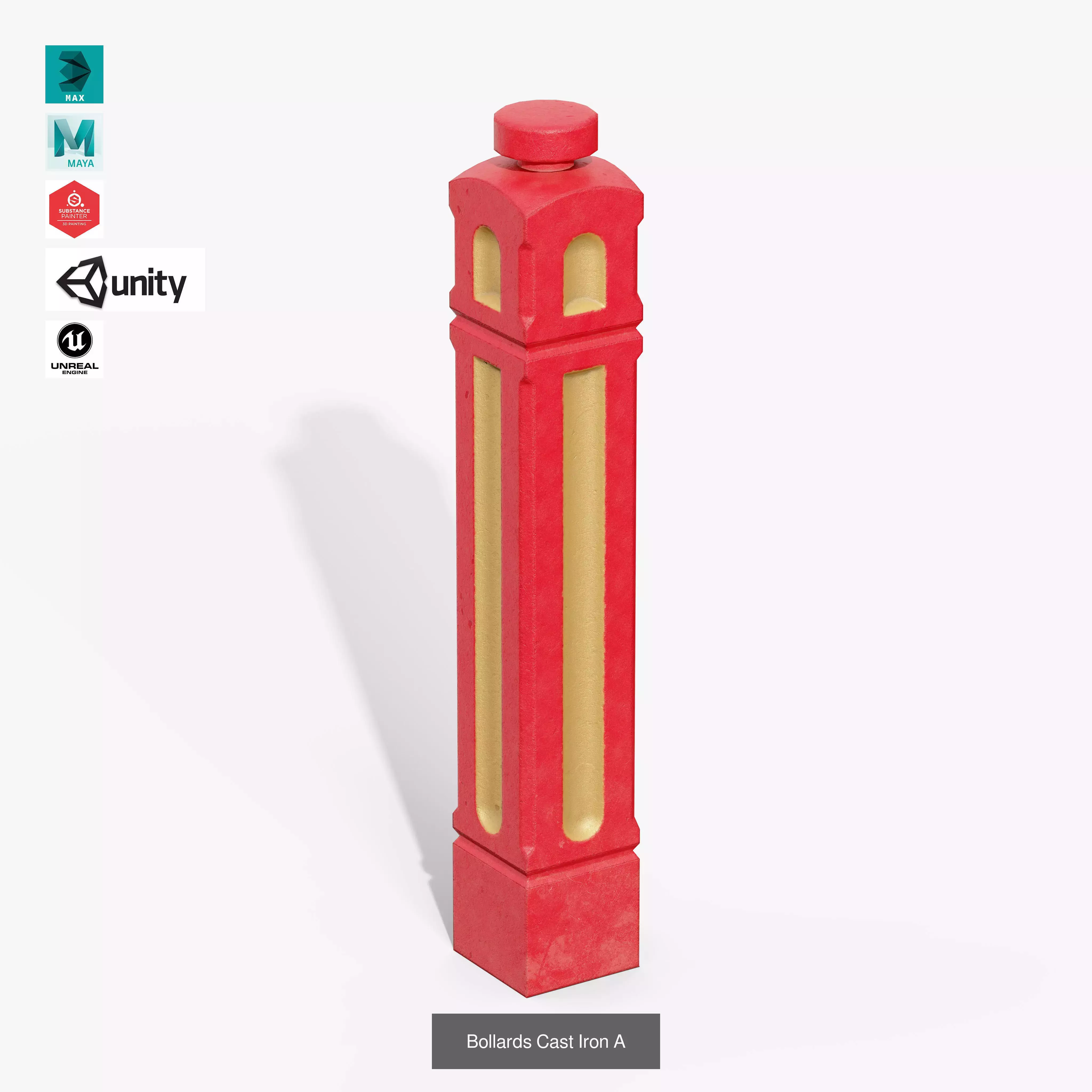 Bollards Cast Iron Pack 3D Model Collection_6