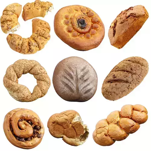 Bread 3D Models Bundle Realistic Bakery Assets 3D Model Collection