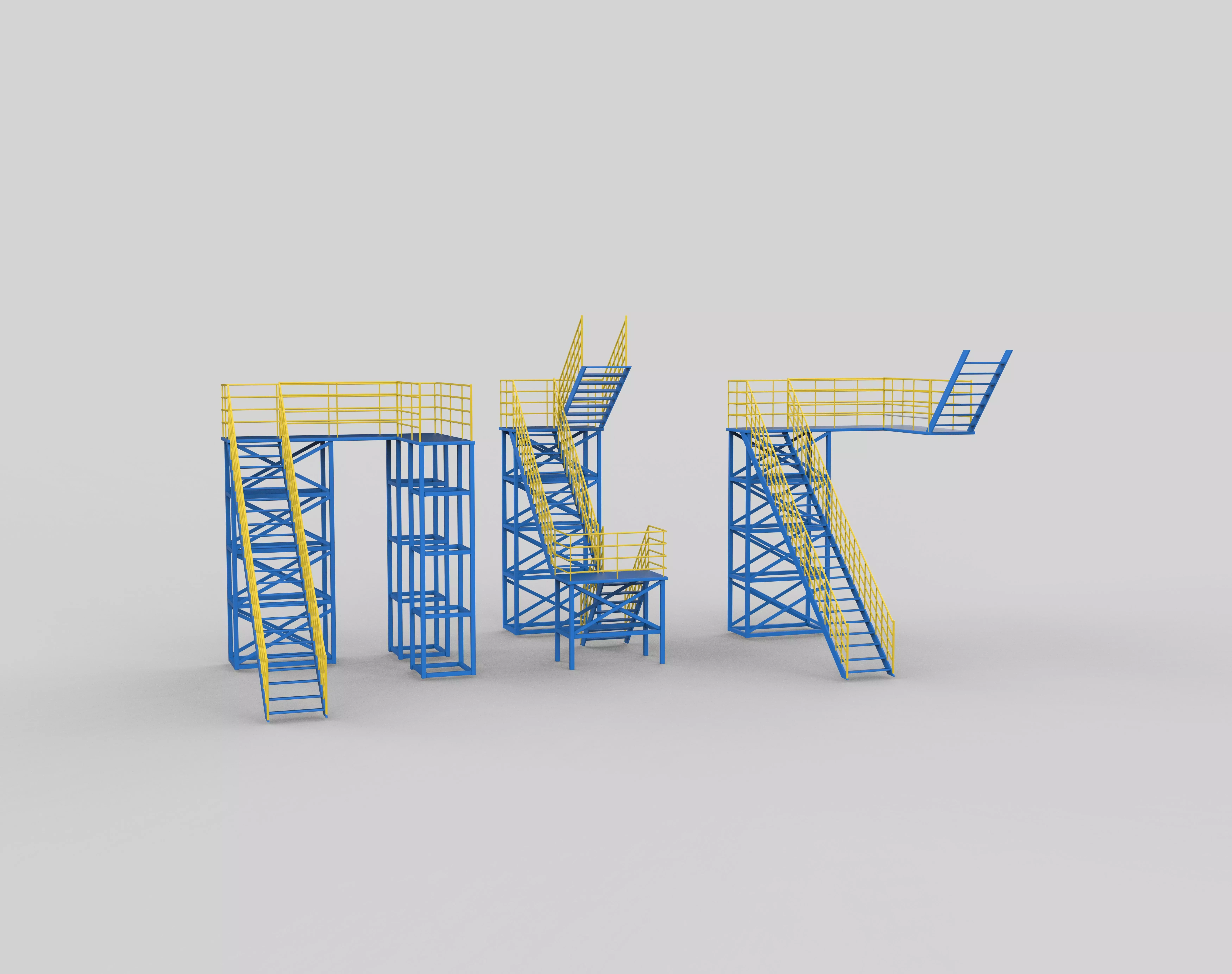Industrial stairs 3D model_9