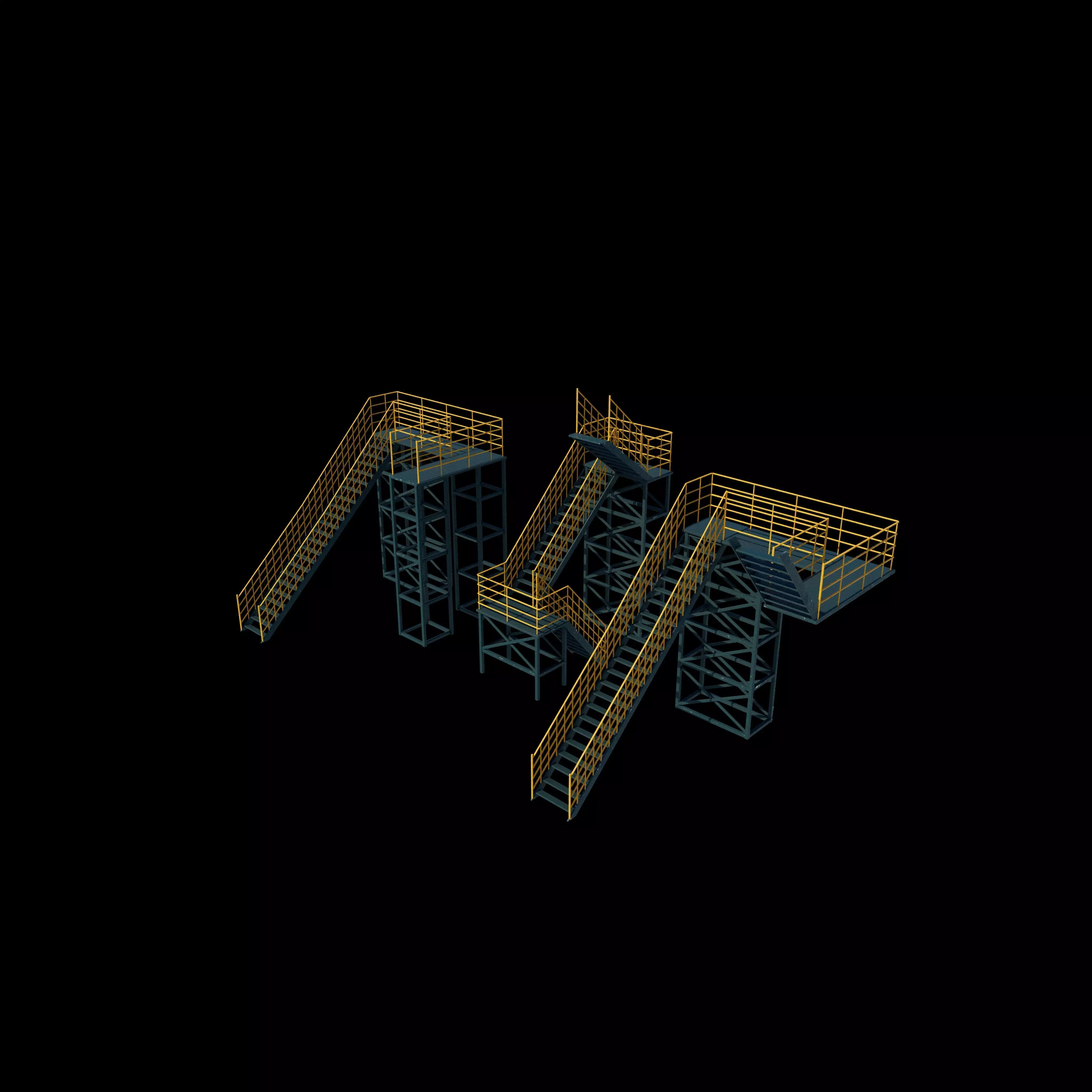 Industrial stairs 3D model_0