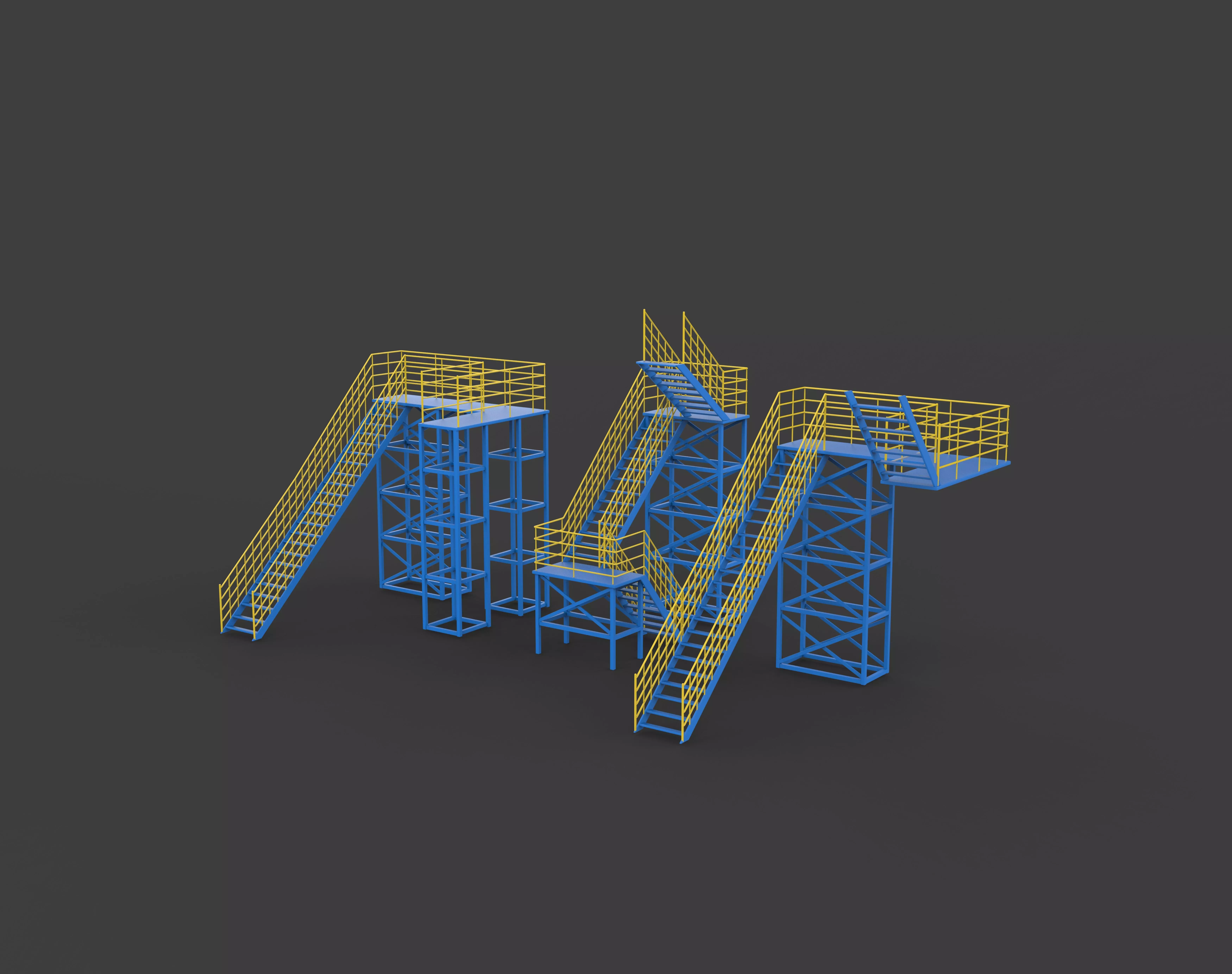 Industrial stairs 3D model_3