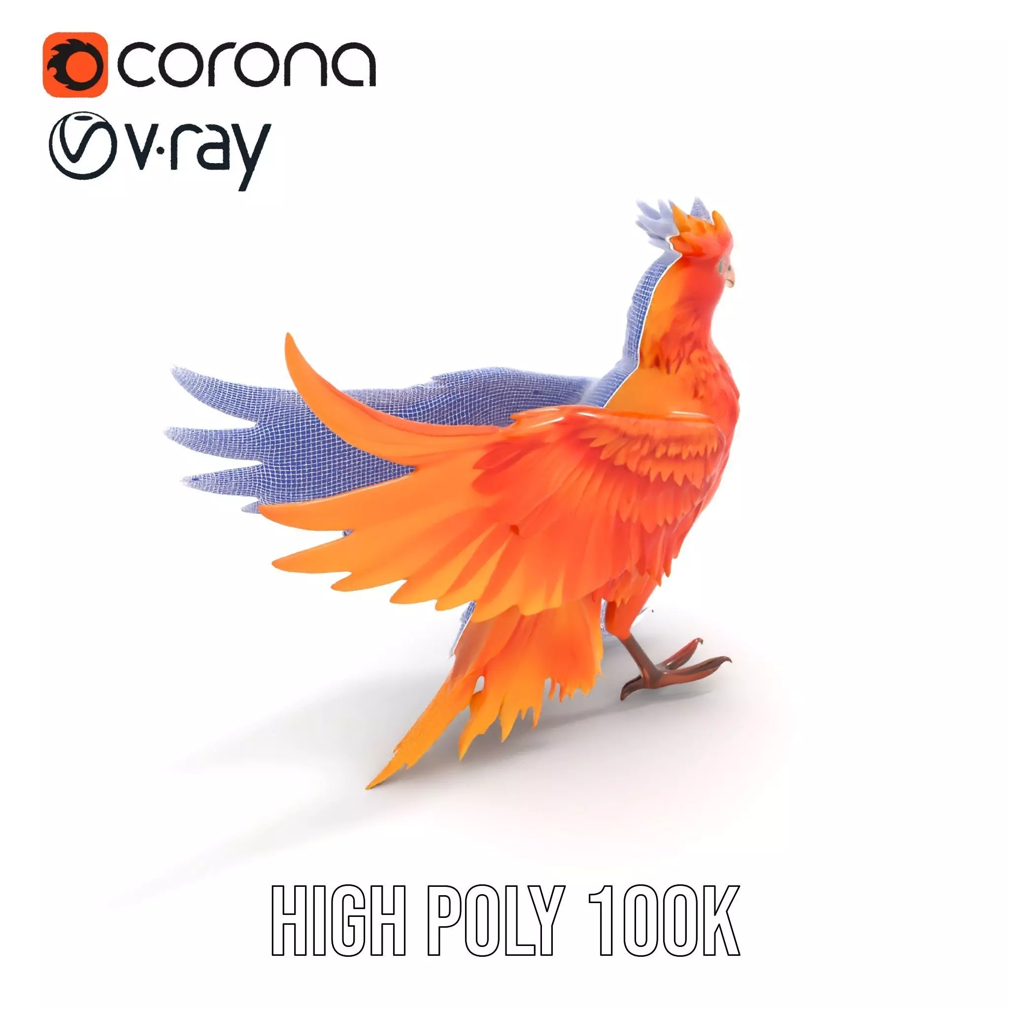 Fiery Phoenix Feather model pack Low-poly 3D model_32