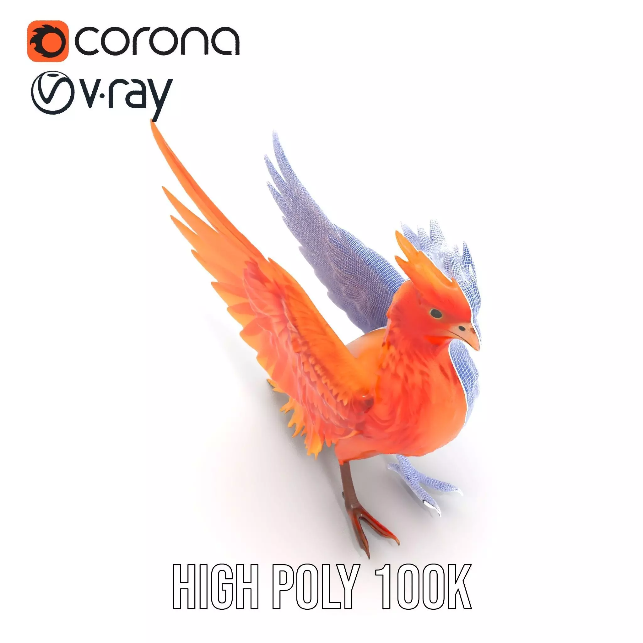 Fiery Phoenix Feather model pack Low-poly 3D model_23