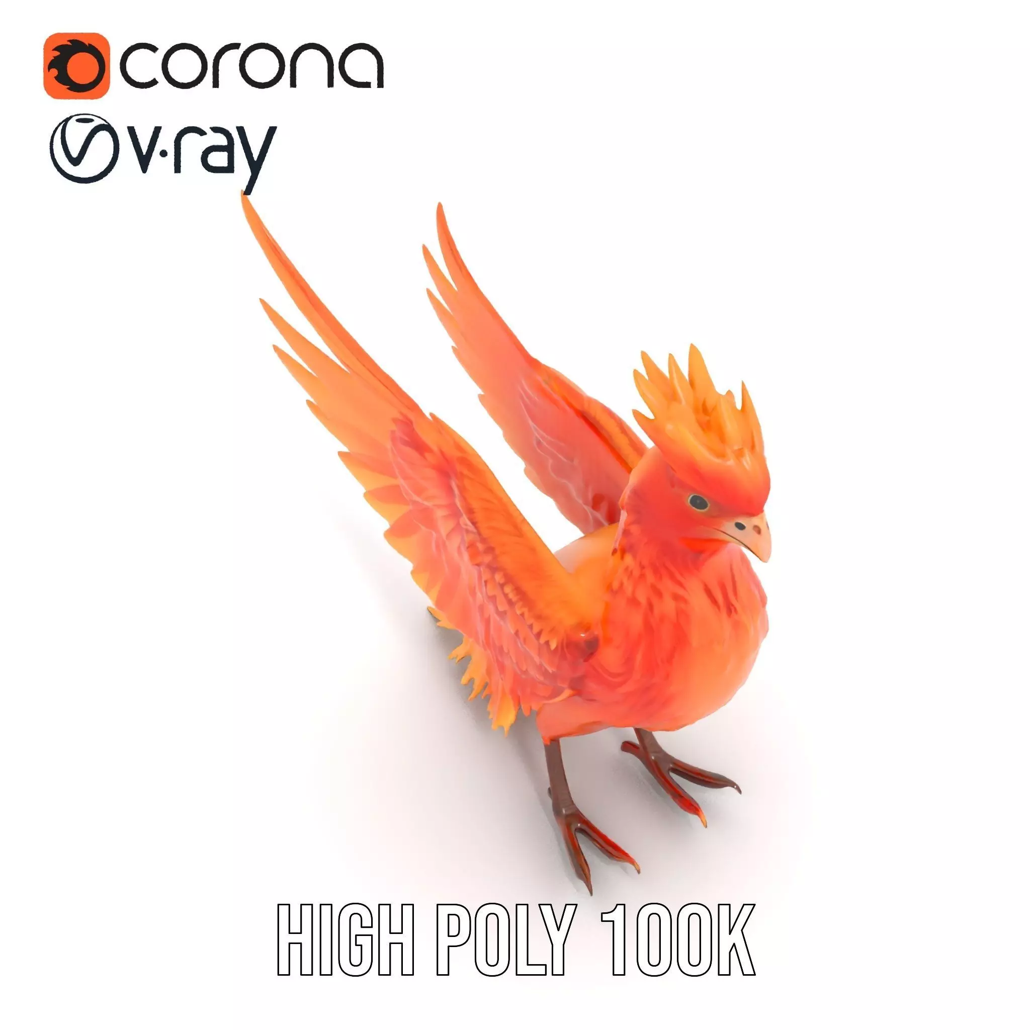 Fiery Phoenix Feather model pack Low-poly 3D model_20
