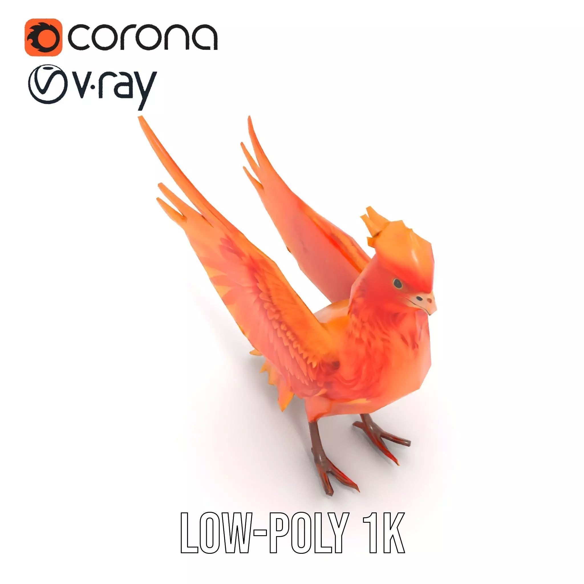 Fiery Phoenix Feather model pack Low-poly 3D model_28